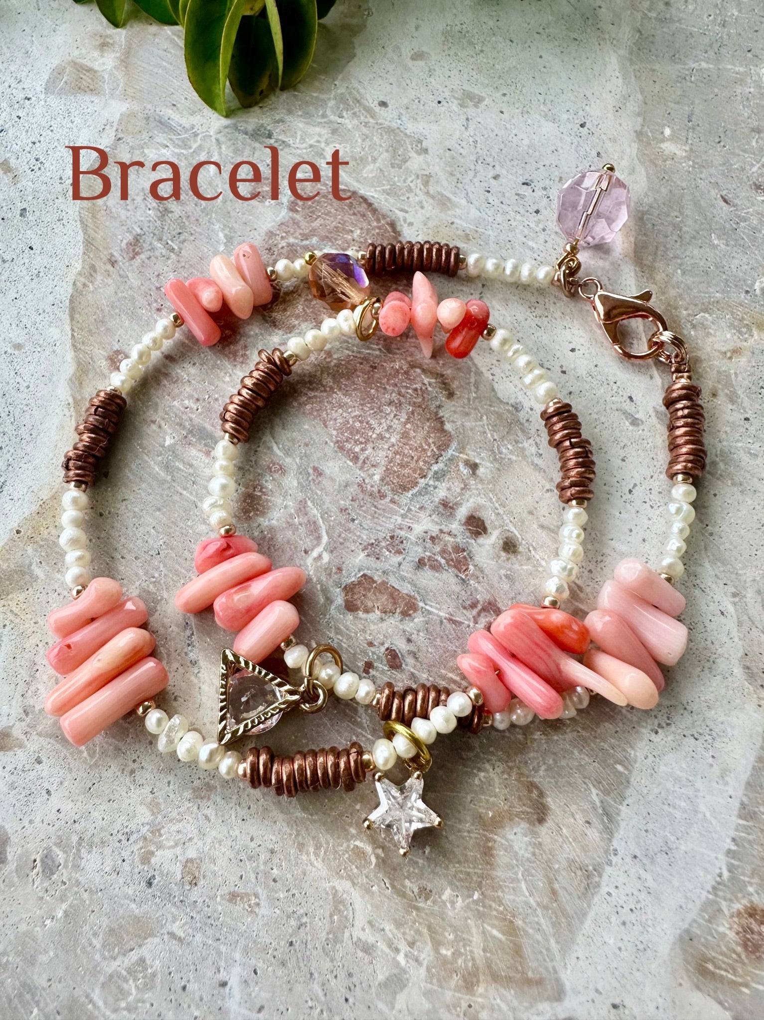 Pink Beaded Shell Wrap Bracelet