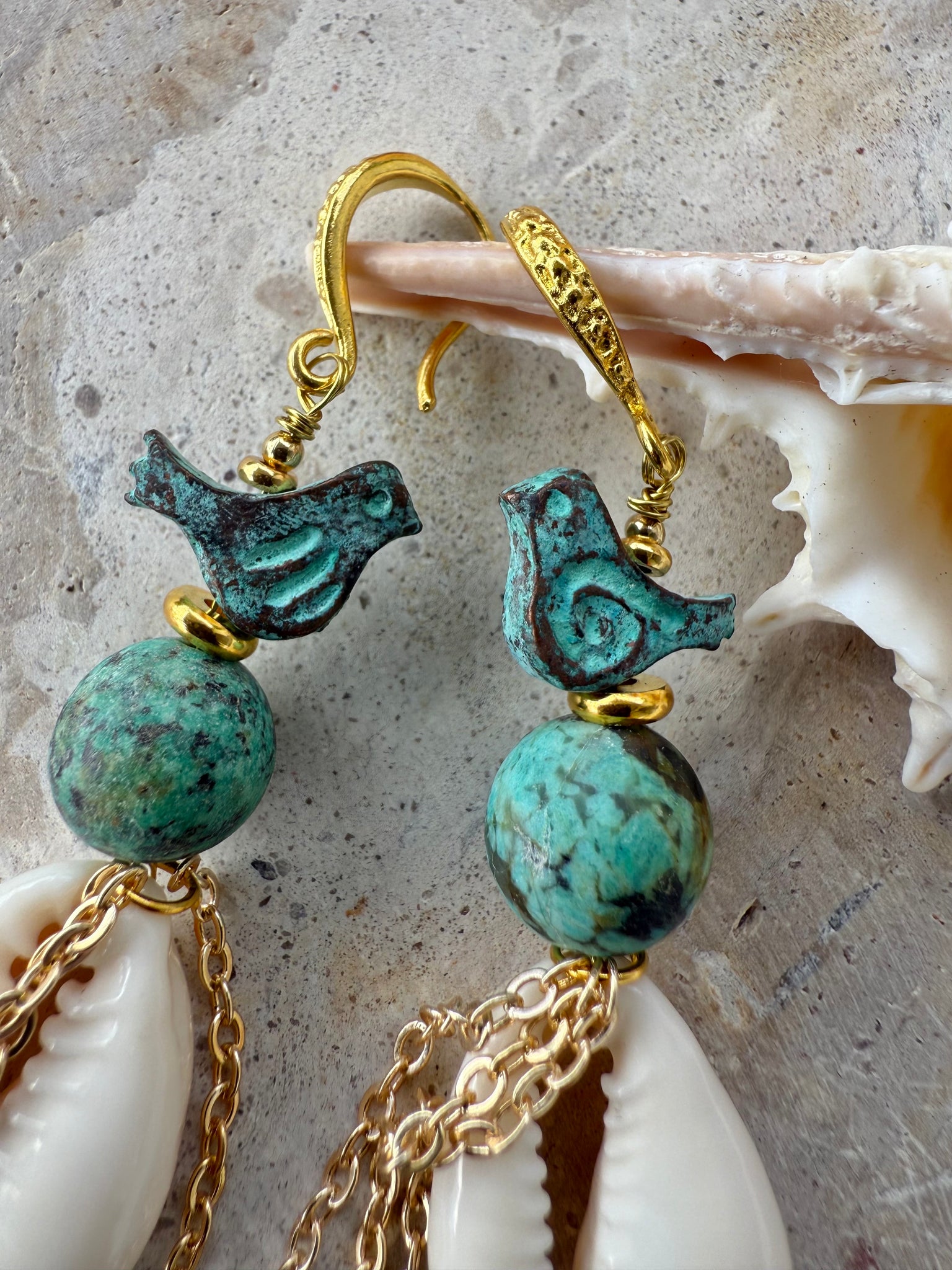 Cowrie Shell Charm Earrings