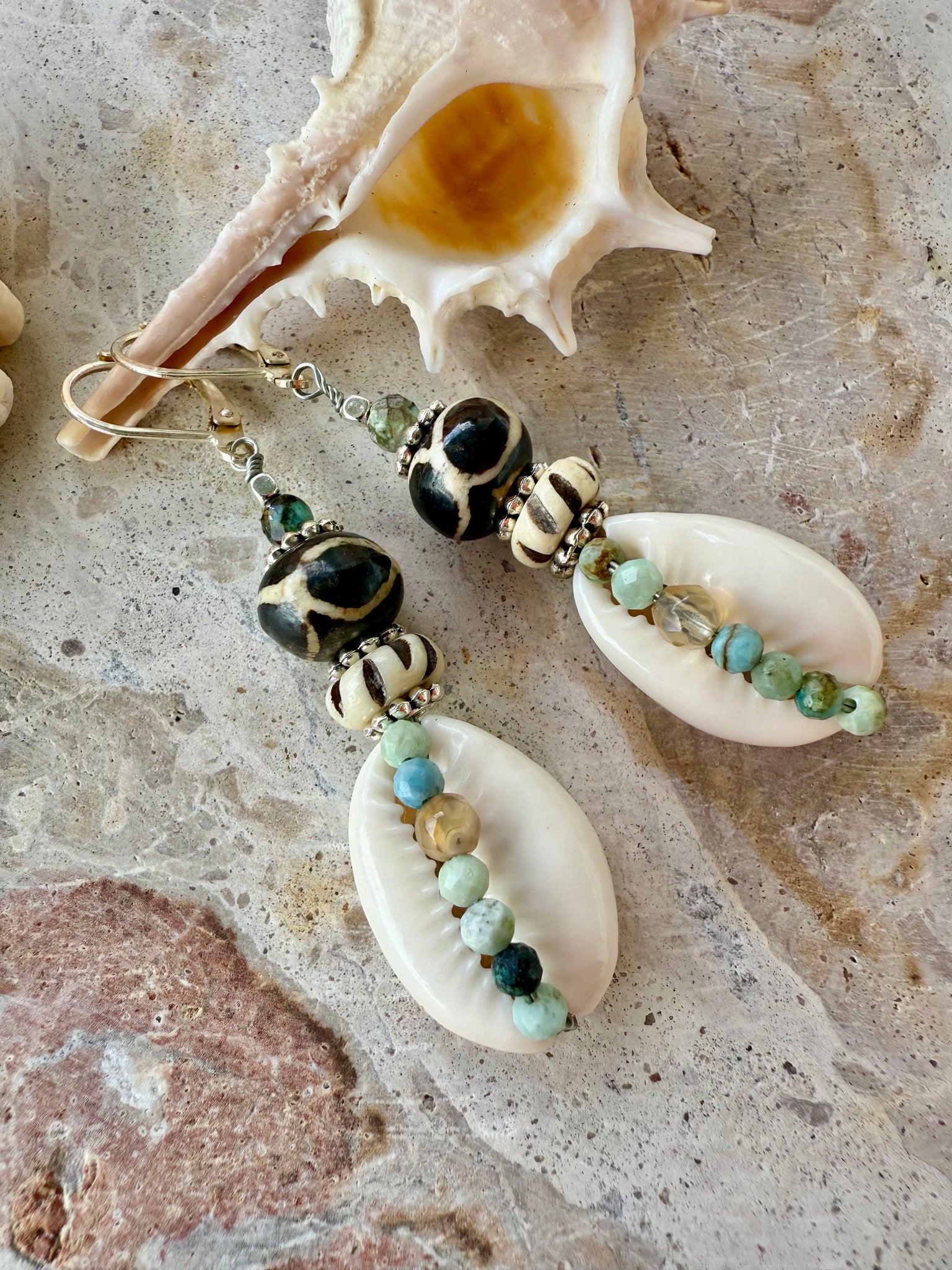 Tribal Cowrie Shell Earrings