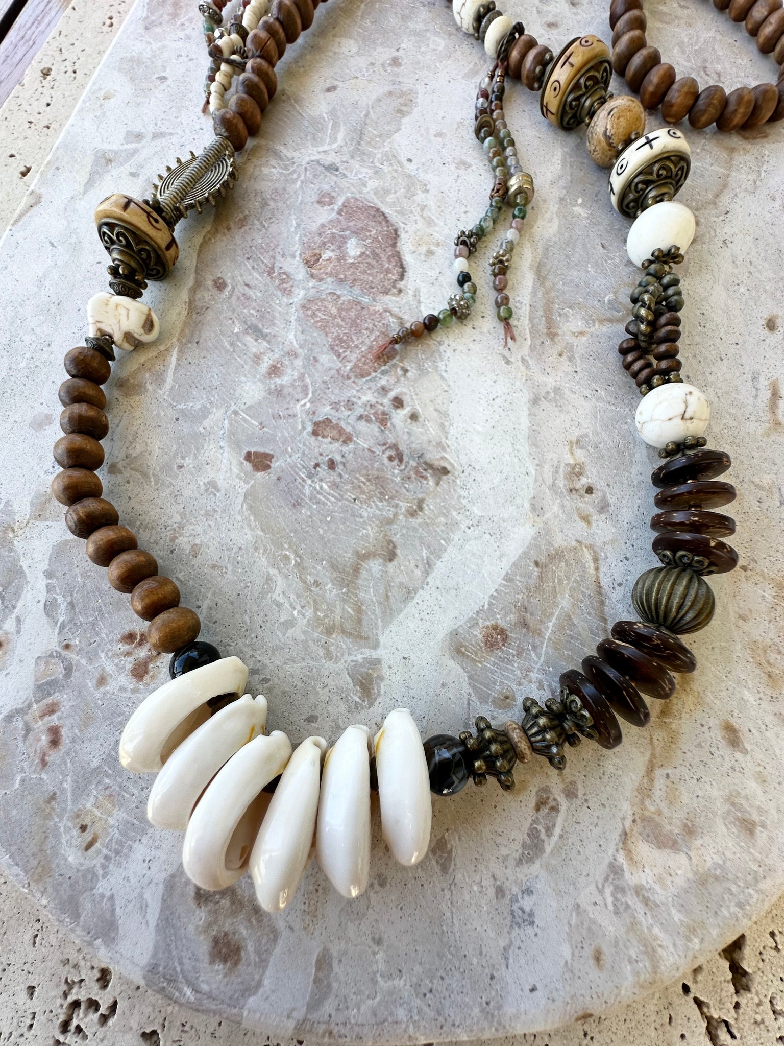 Bohemian Beaded Cowrie Shell Necklace