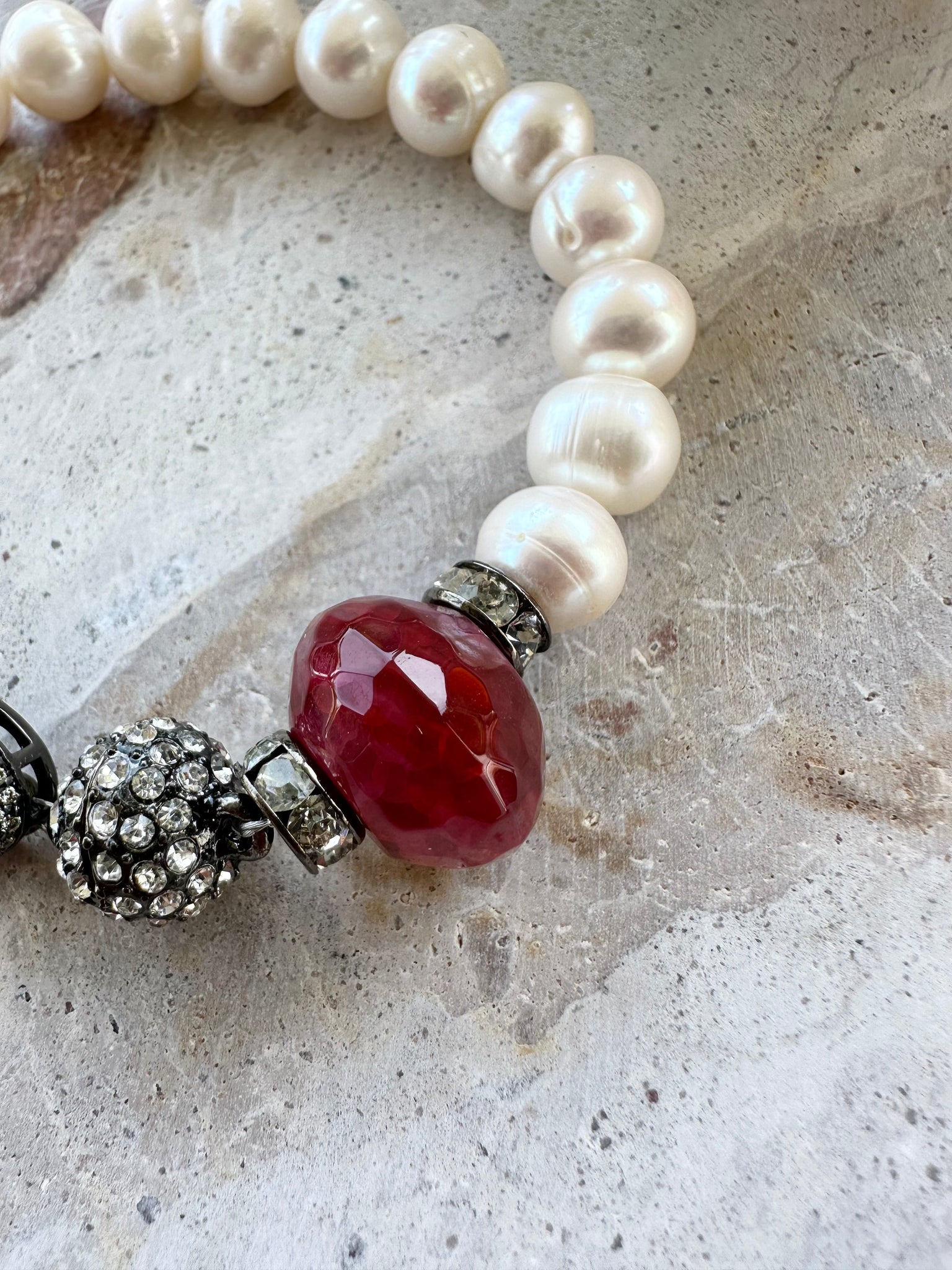 Crystal Bee Charm Pearl Beaded Bracelet