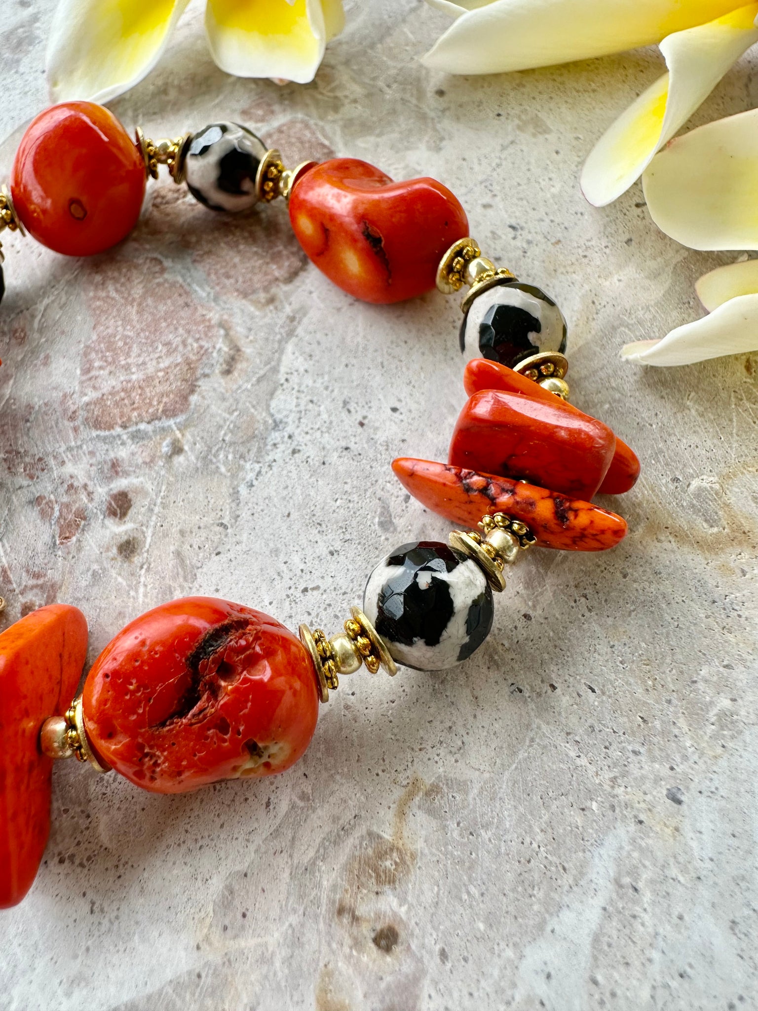 Orange Shell Beaded Stone Bracelet