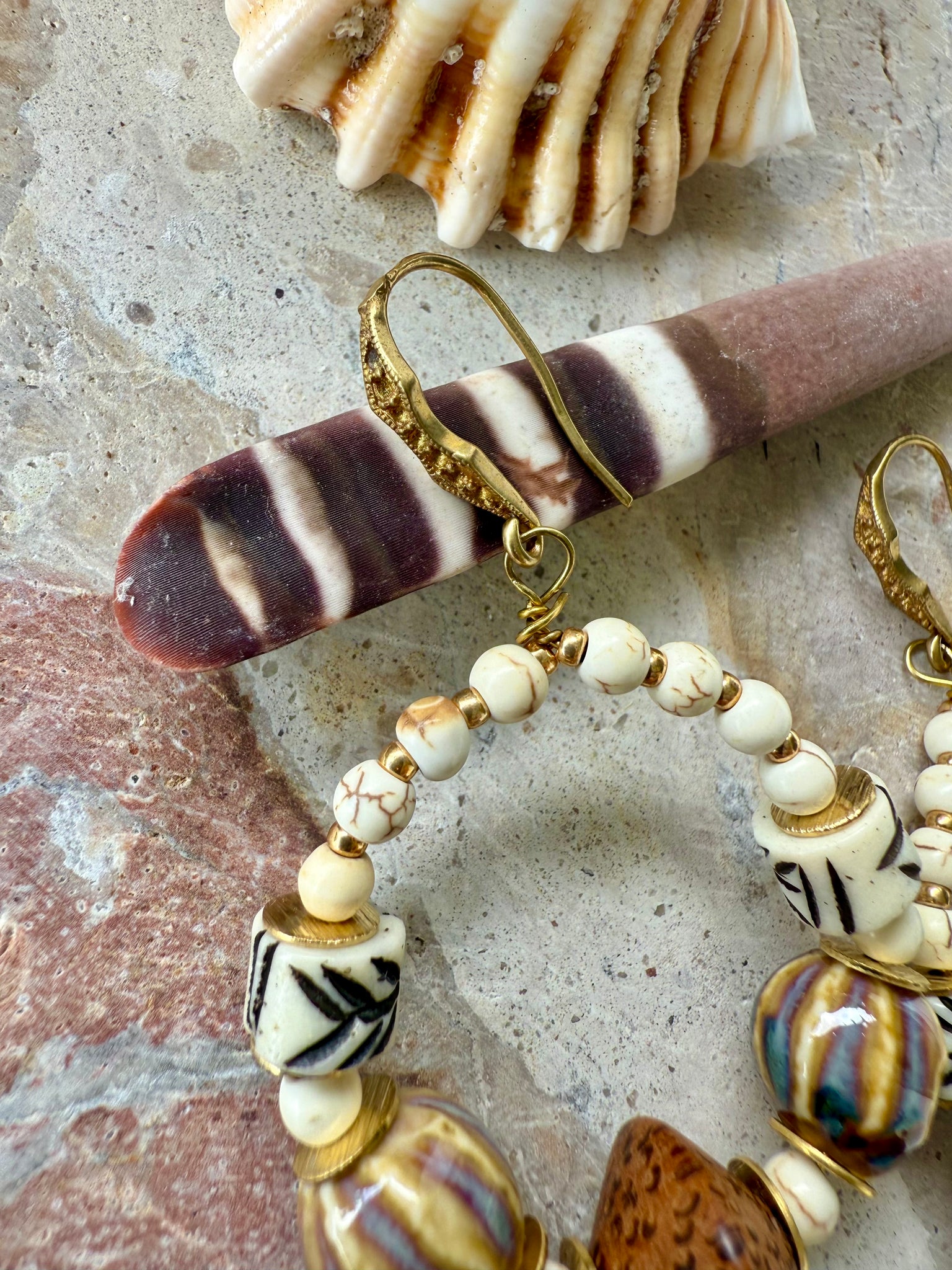 Zanzibar African Shell Boho Earrings