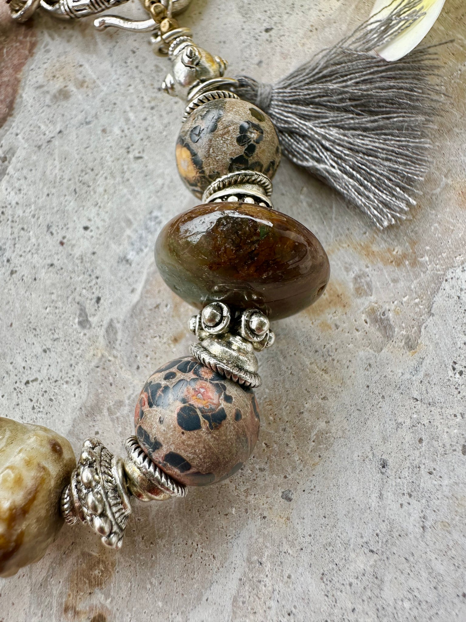 Indian Silver Buddhist Head Stone Bracelet