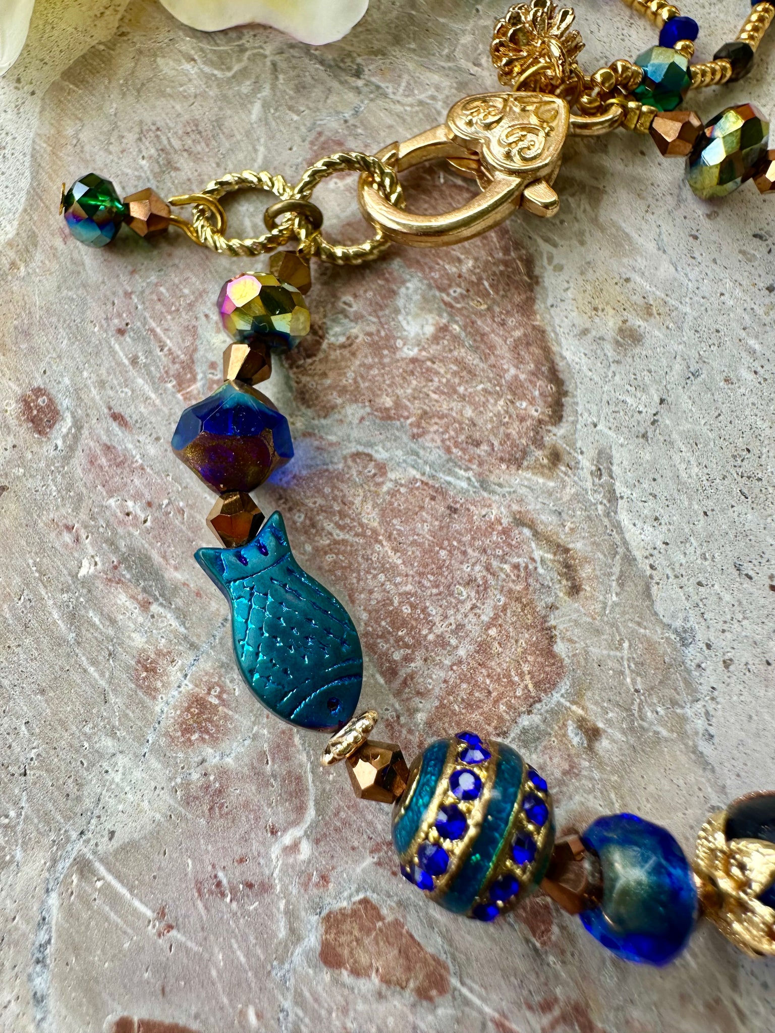 Vintage Blue Crystal Glass Bracelet