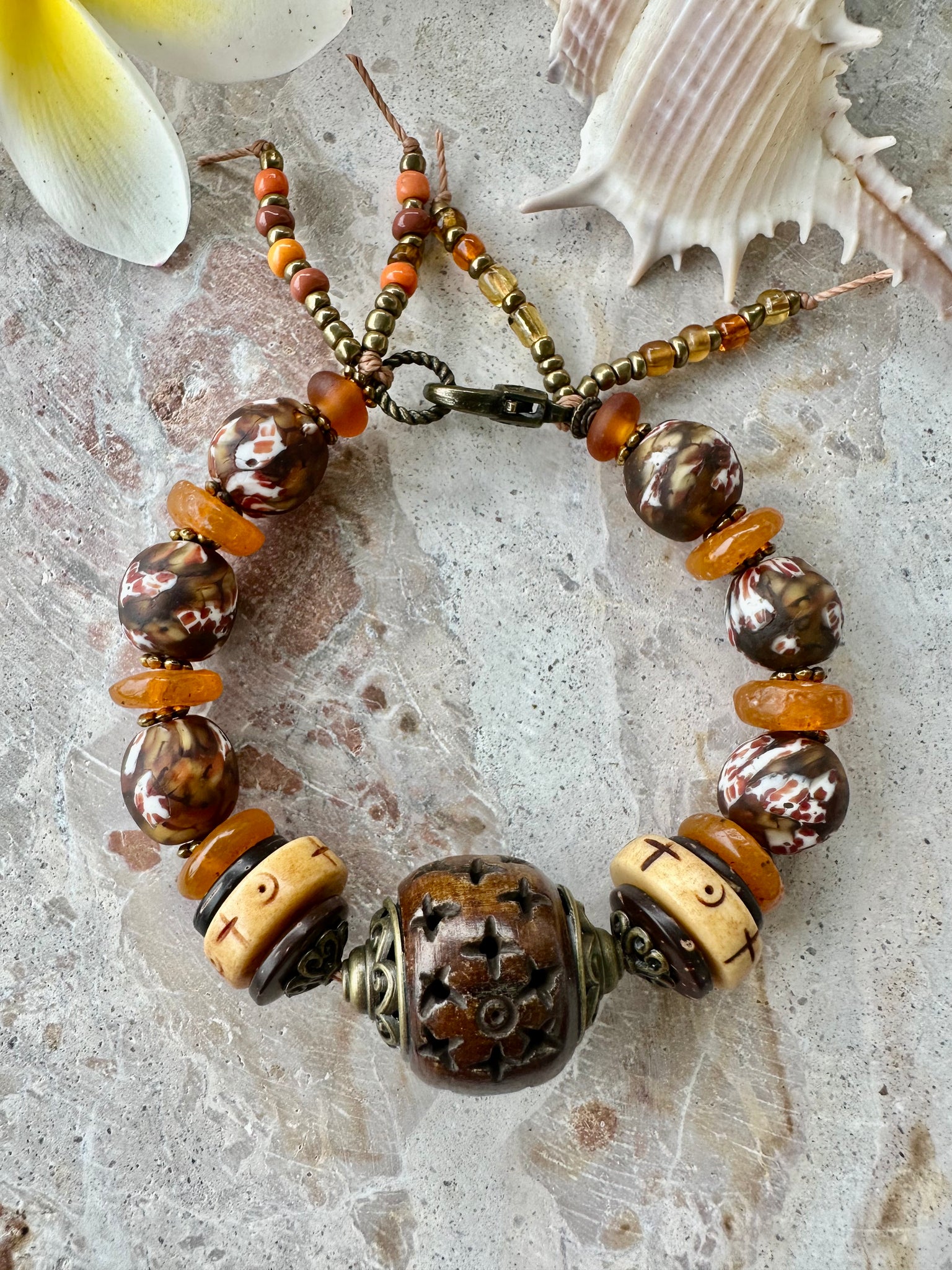 African Beaded Trade Bead Bracelet