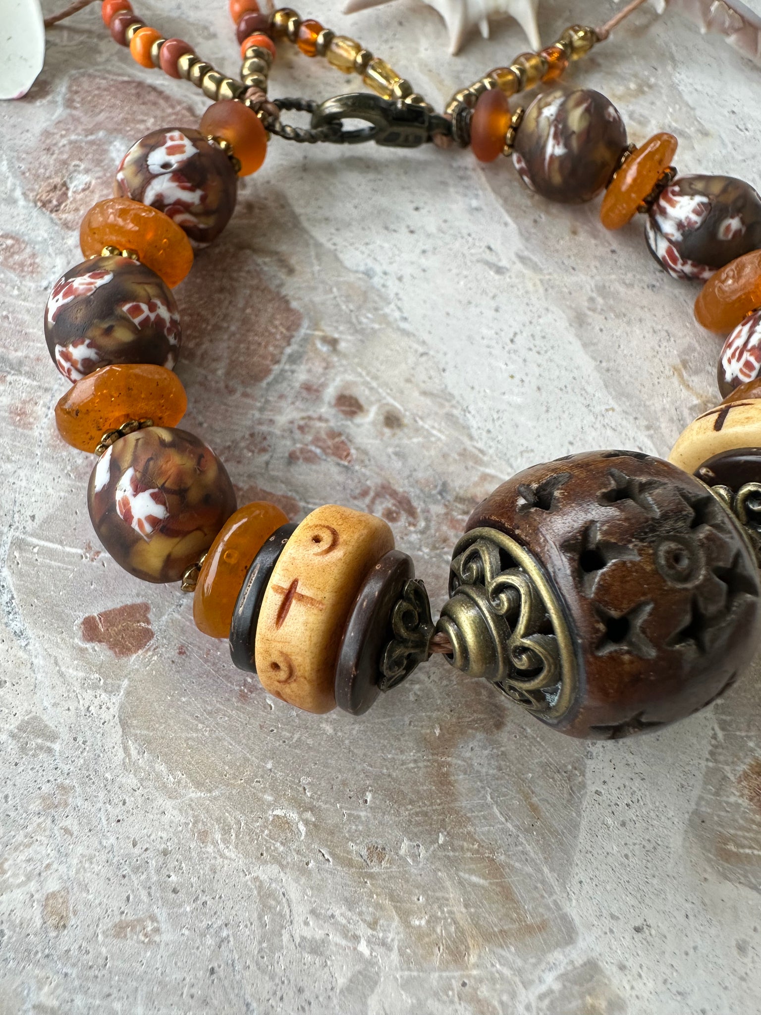 African Beaded Trade Bead Bracelet