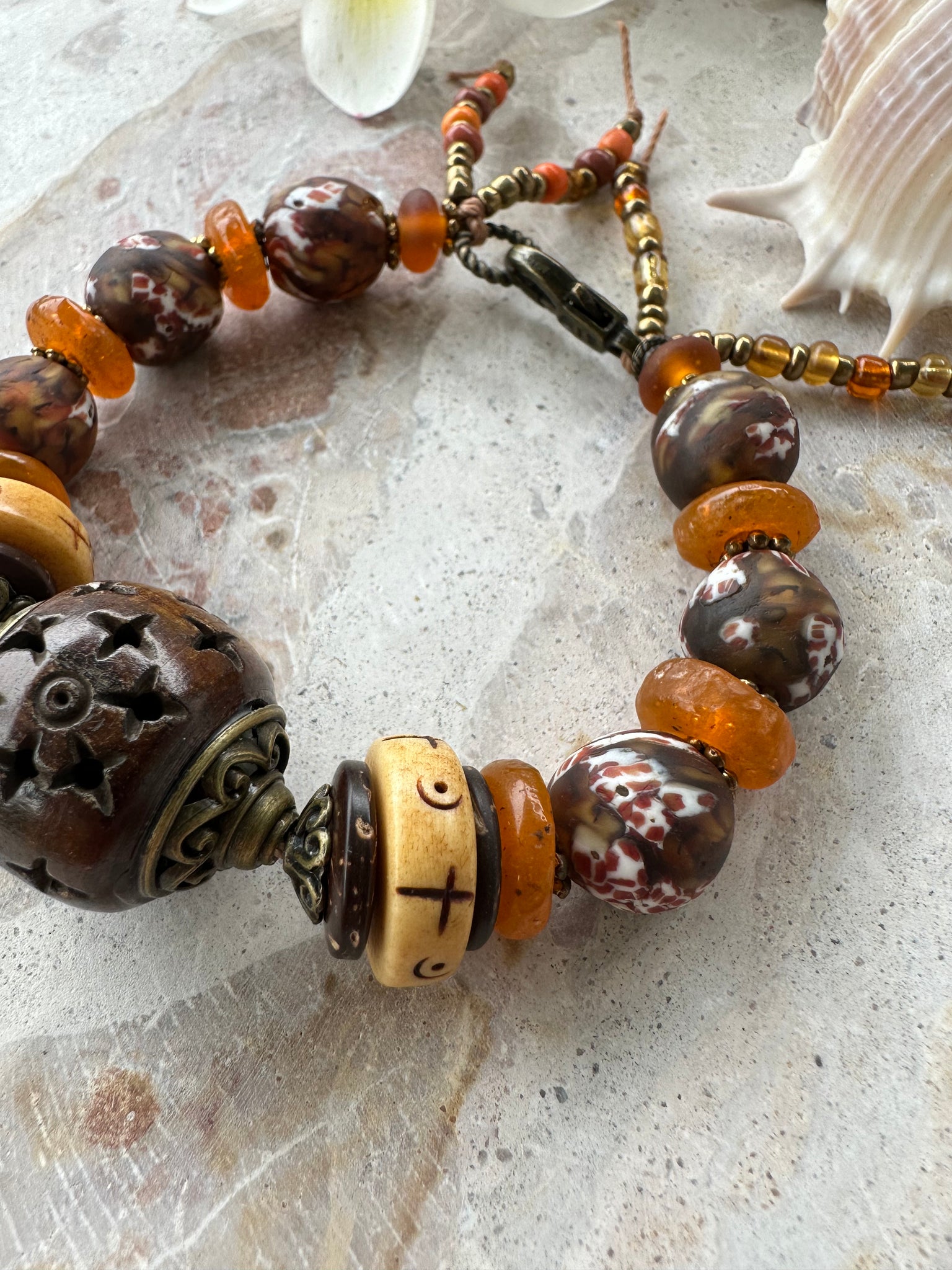 African Beaded Trade Bead Bracelet
