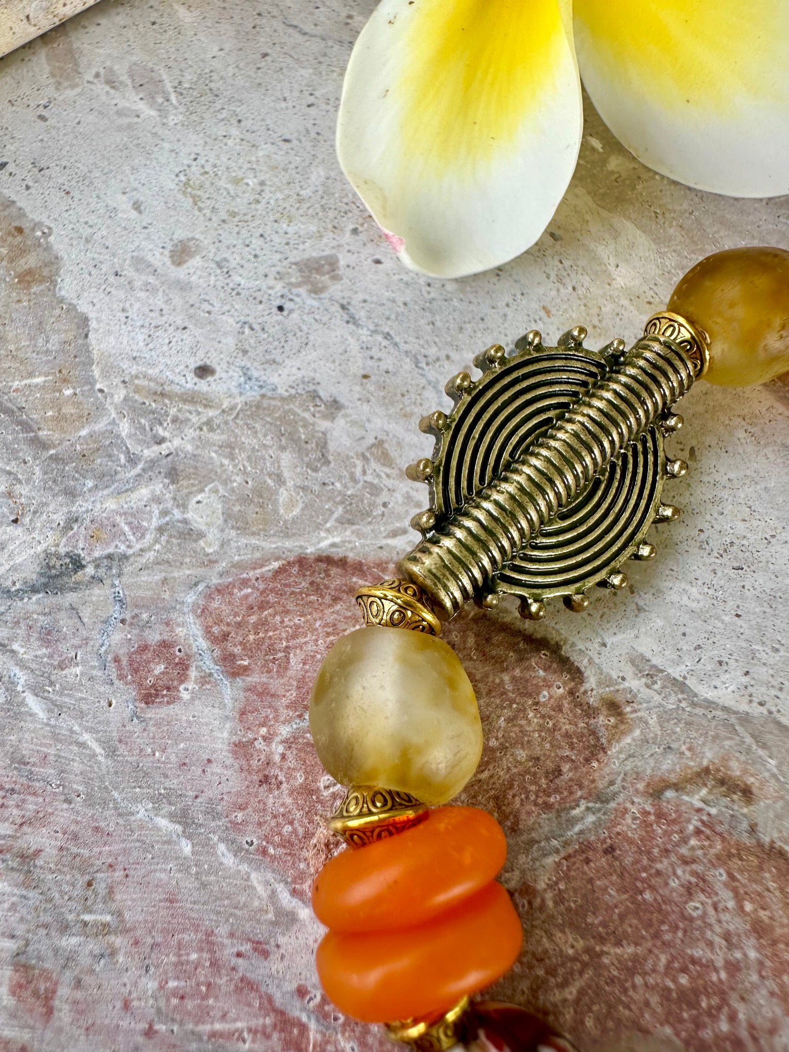 Islander Orange Trade Bead Vintage Bracelet