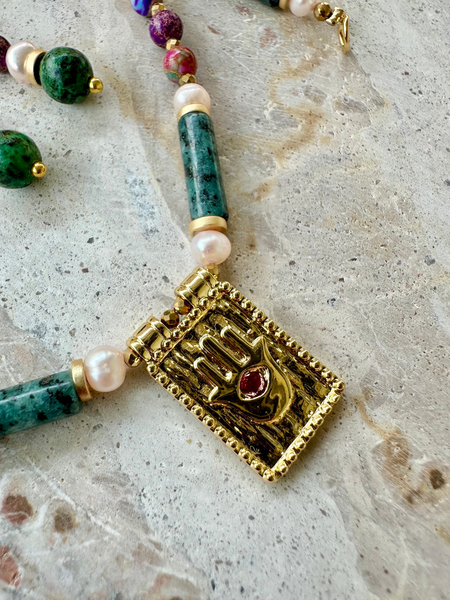 Turquoise Stone Evil Eye Charm Necklace
