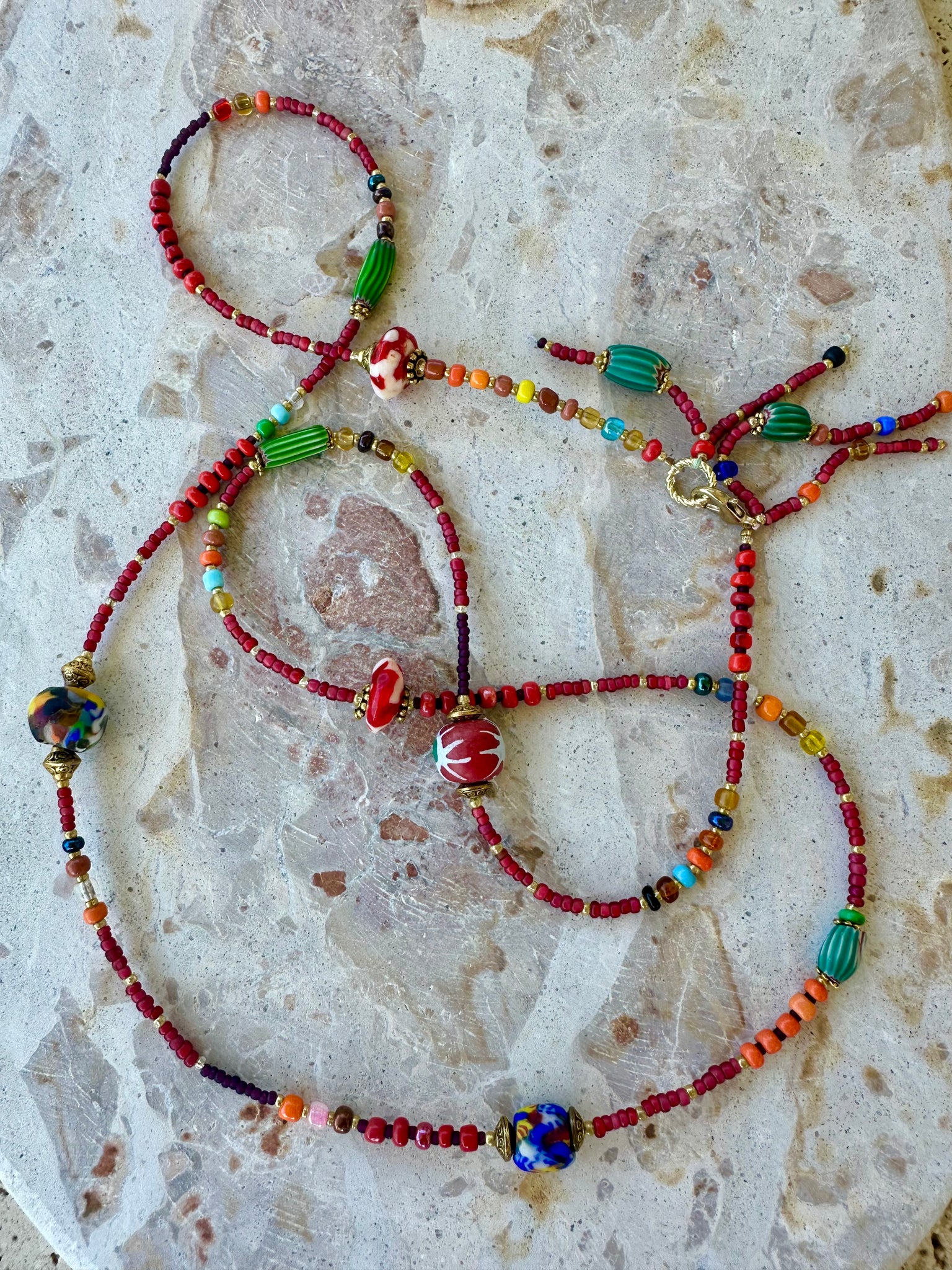 Red Seed Bead Necklace