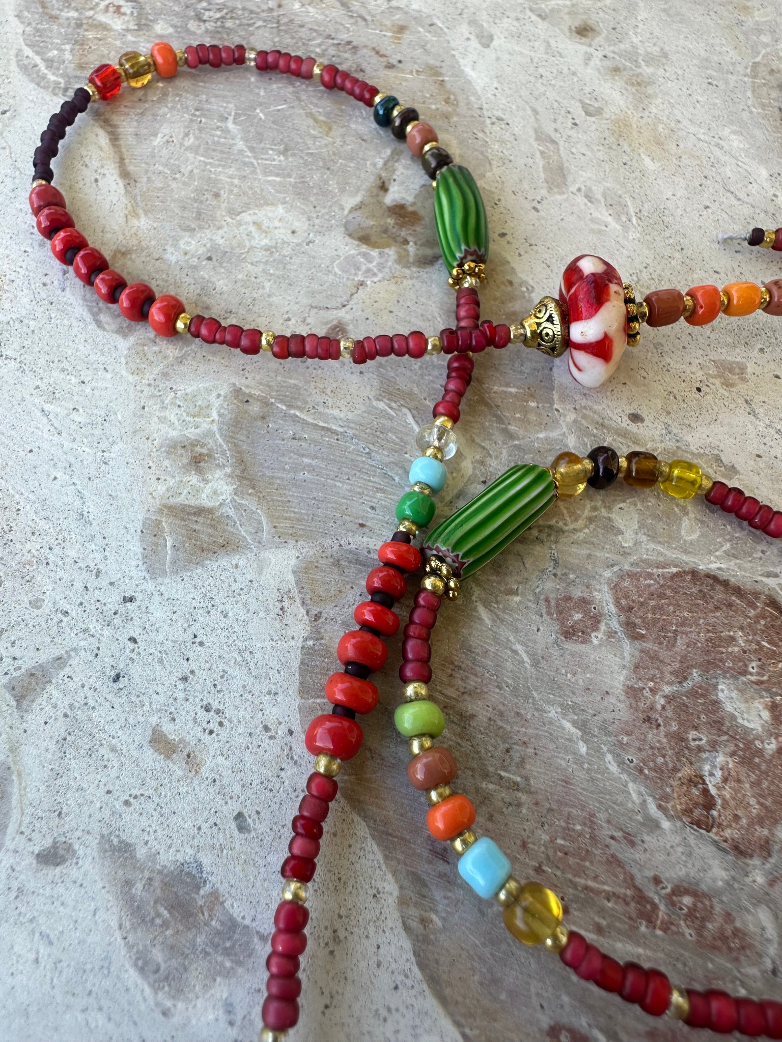 Red Seed Bead Necklace