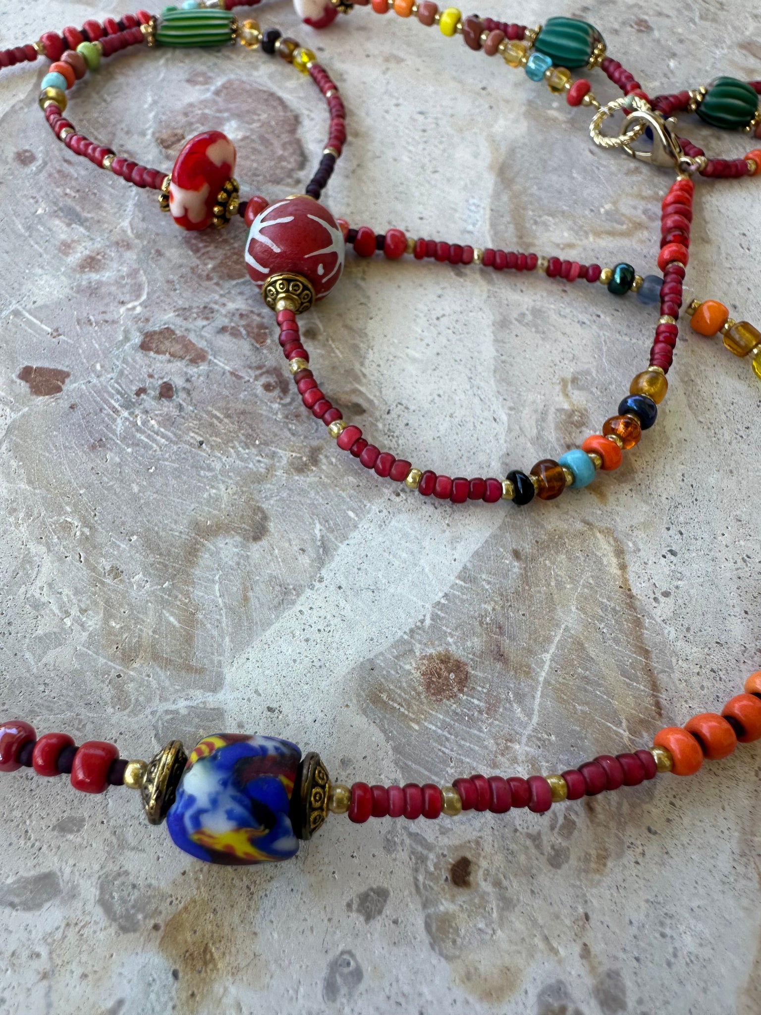 Red Seed Bead Necklace