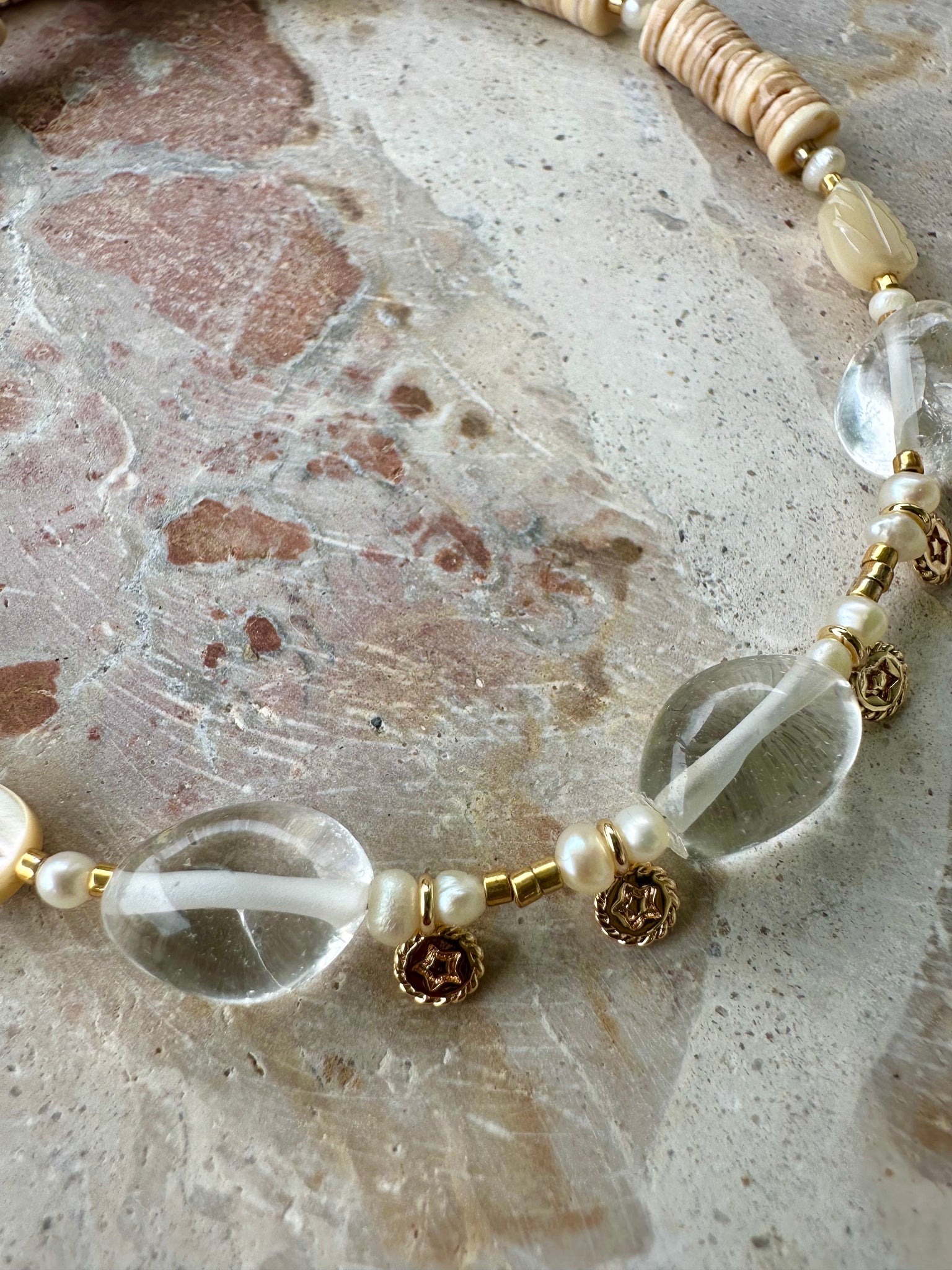 Quartz Crystal Shell Beaded Choker
