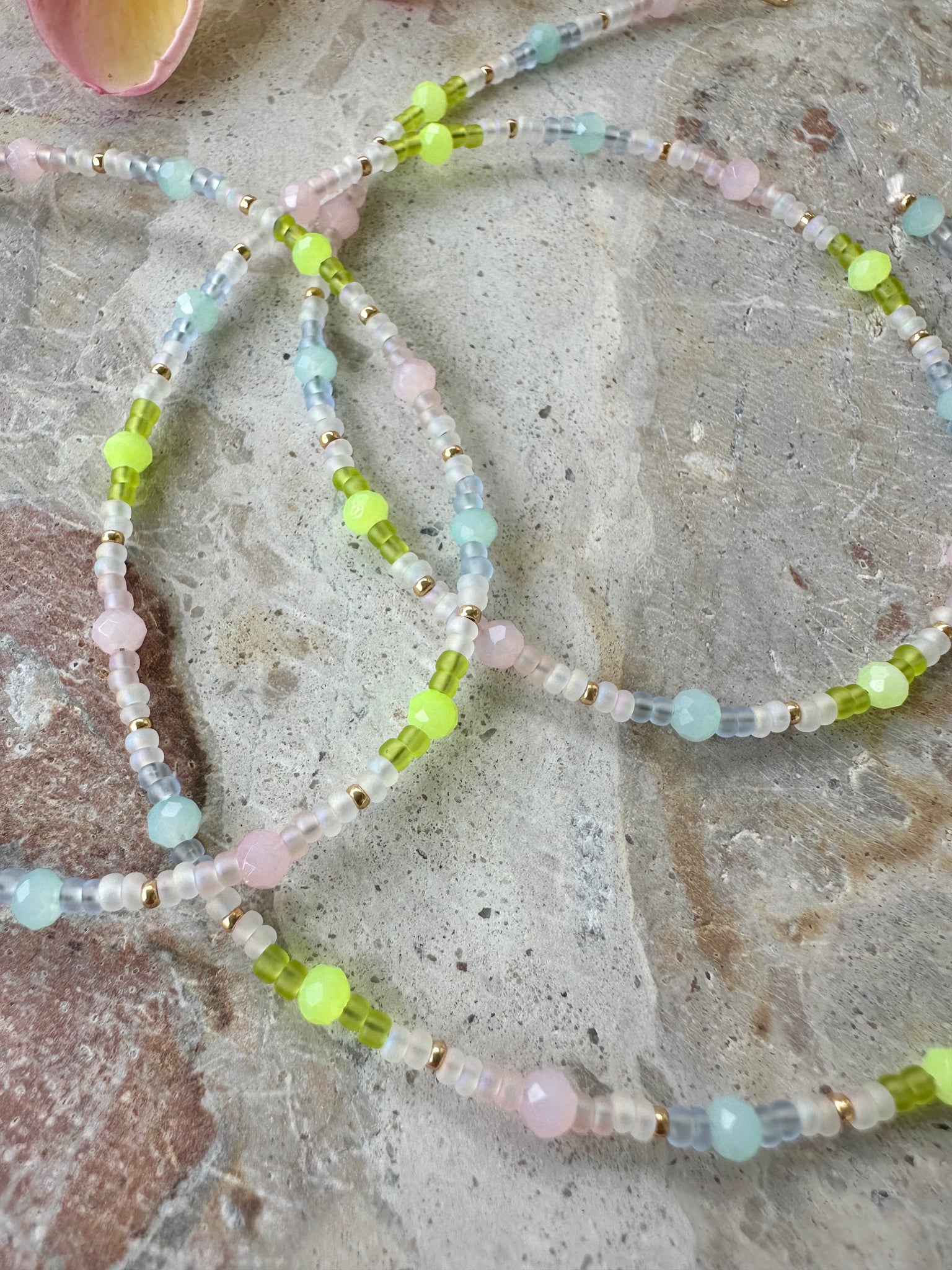 Pastel Crystal Seed Bead Necklace