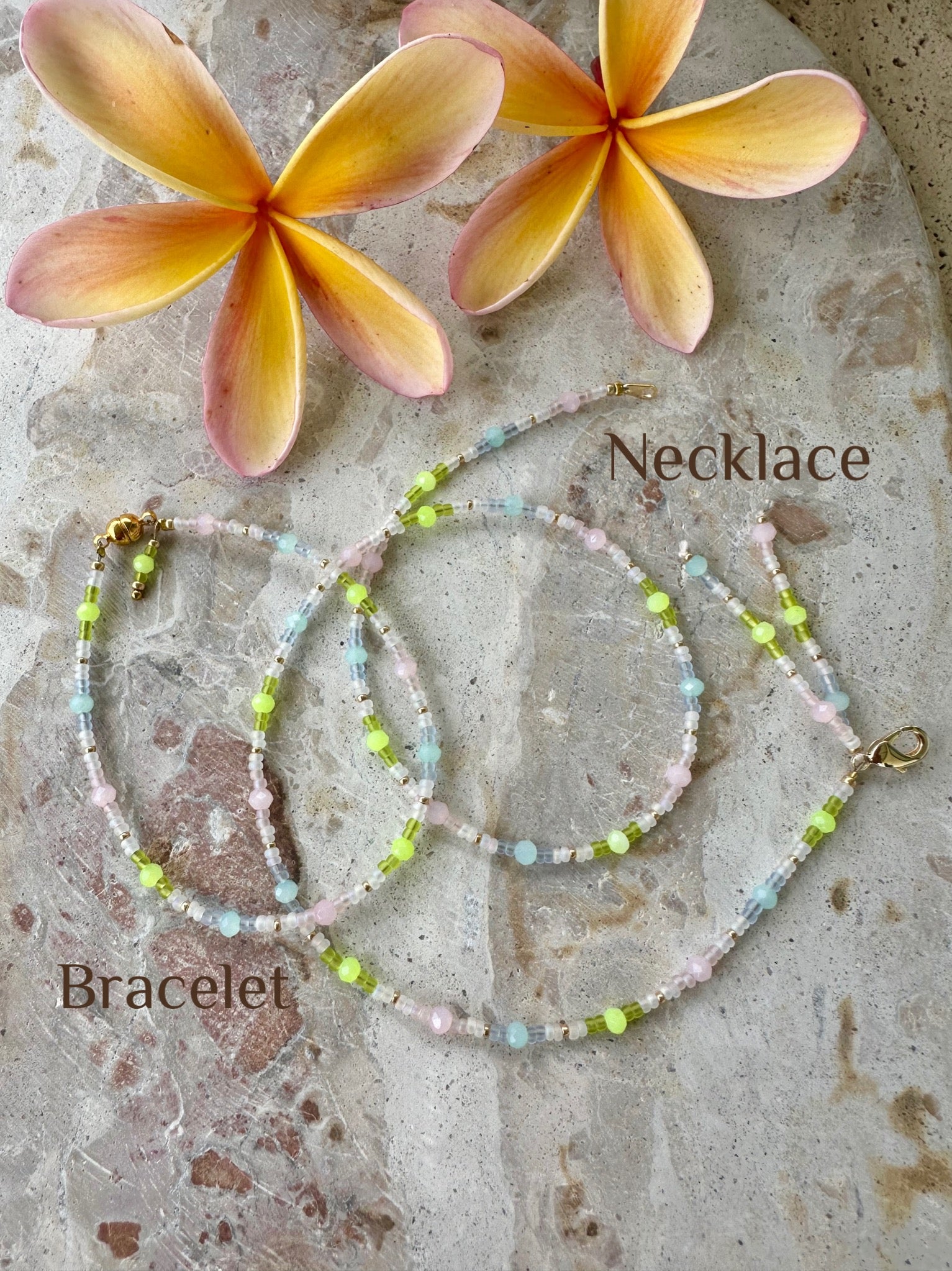Pastel Crystal Seed Bead Necklace