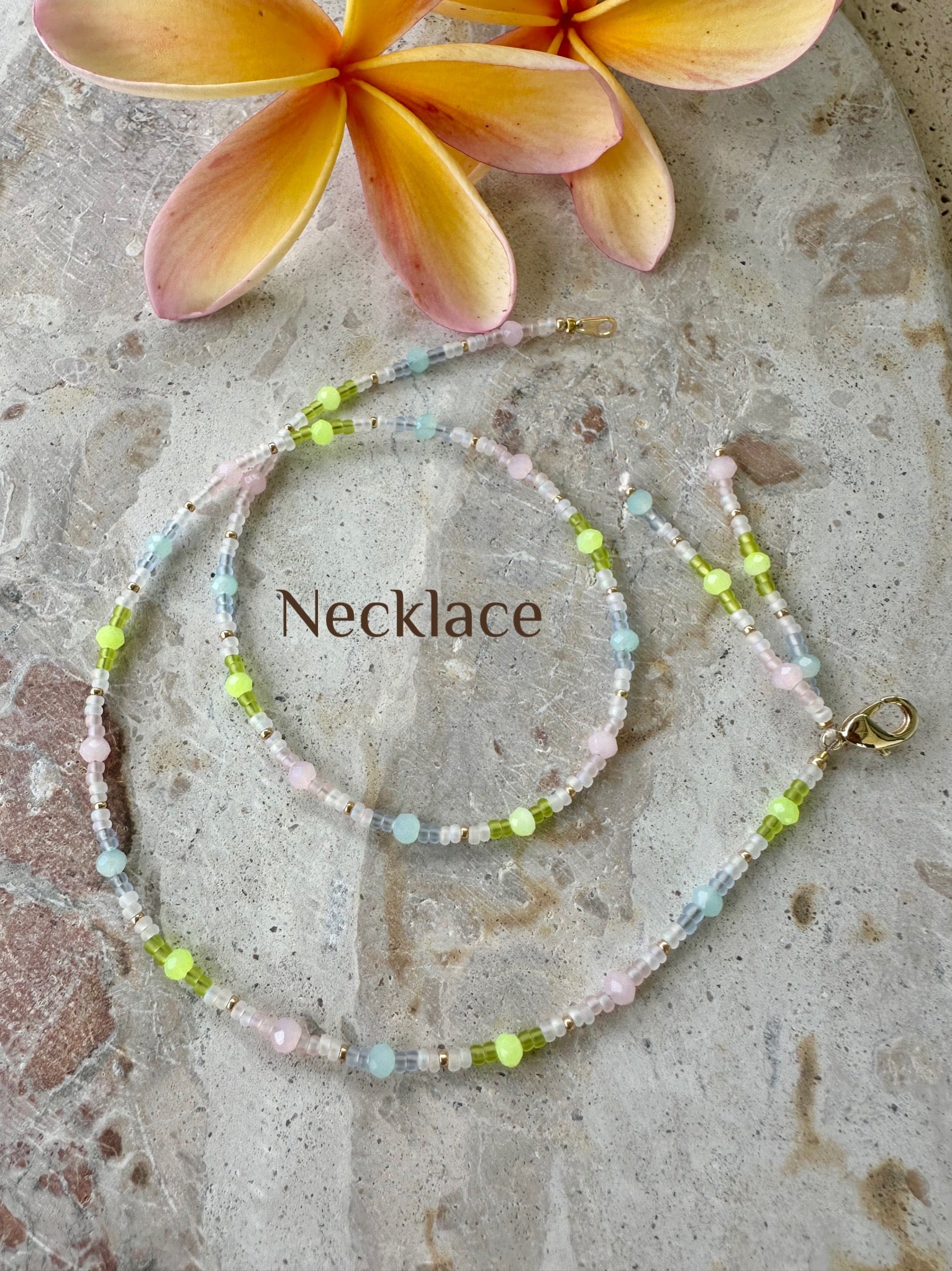 Pastel Crystal Seed Bead Necklace