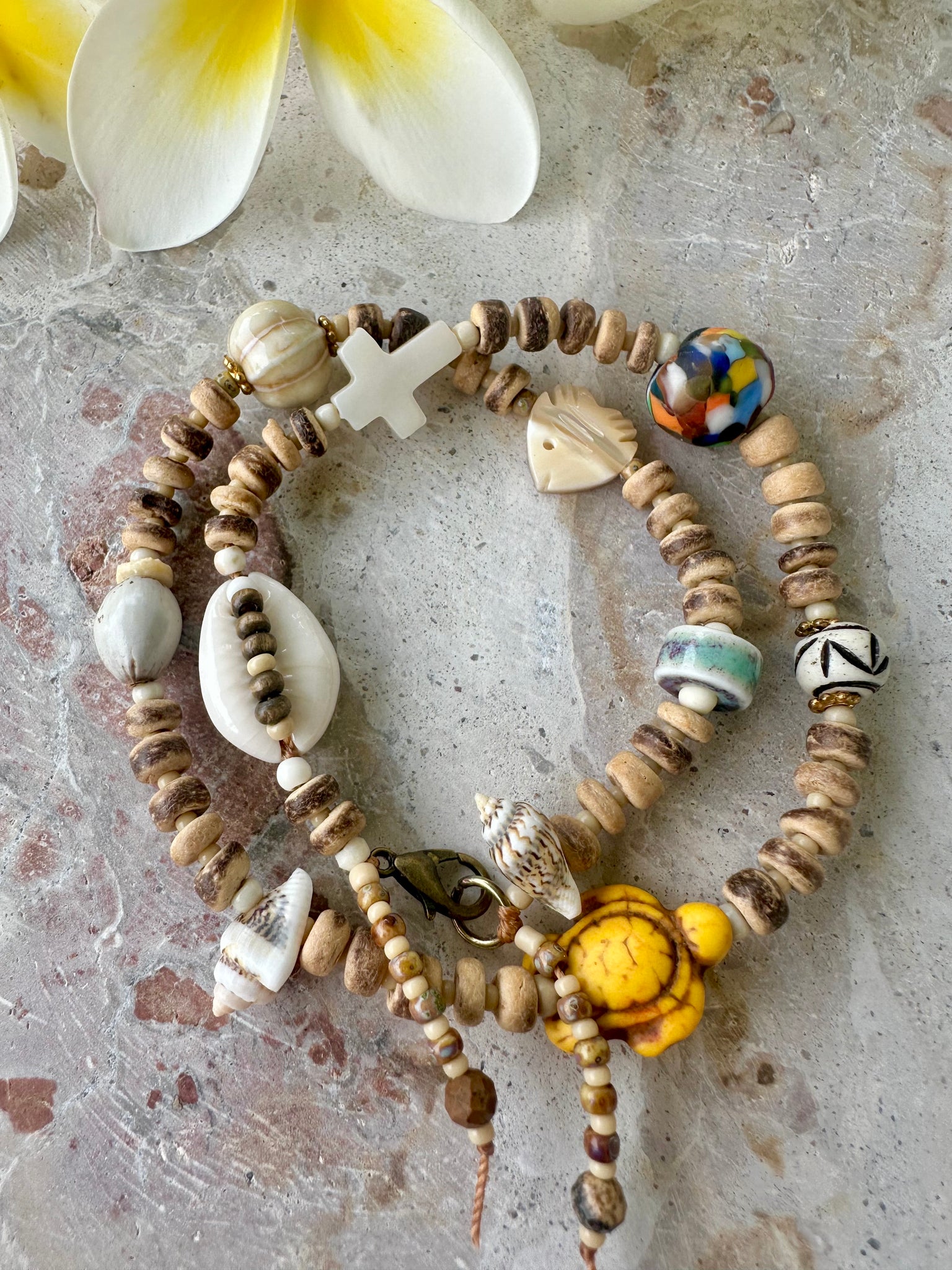 Surf Coconut Shell Charm Bracelet