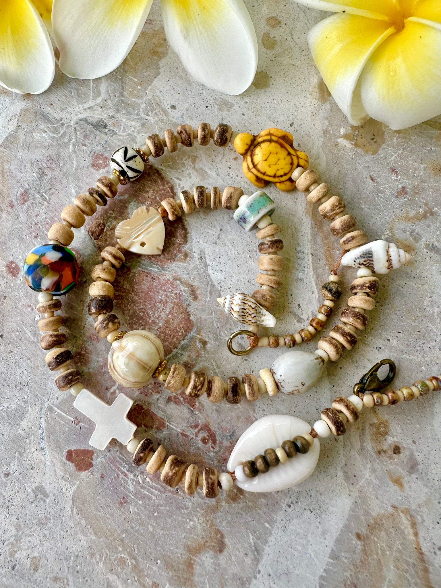 Surf Coconut Shell Charm Bracelet