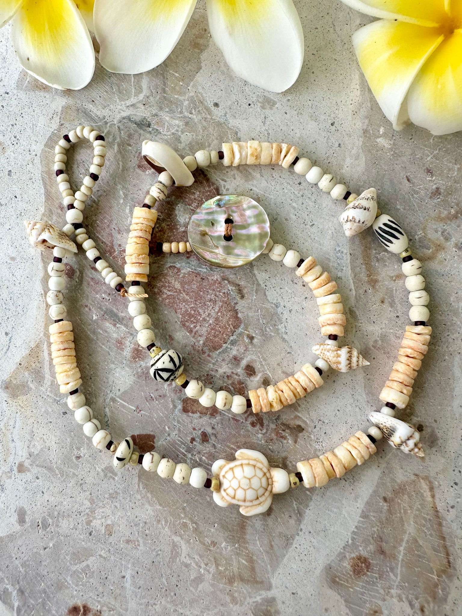 Boho Sandy White Beach Shell Wrap Bracelet