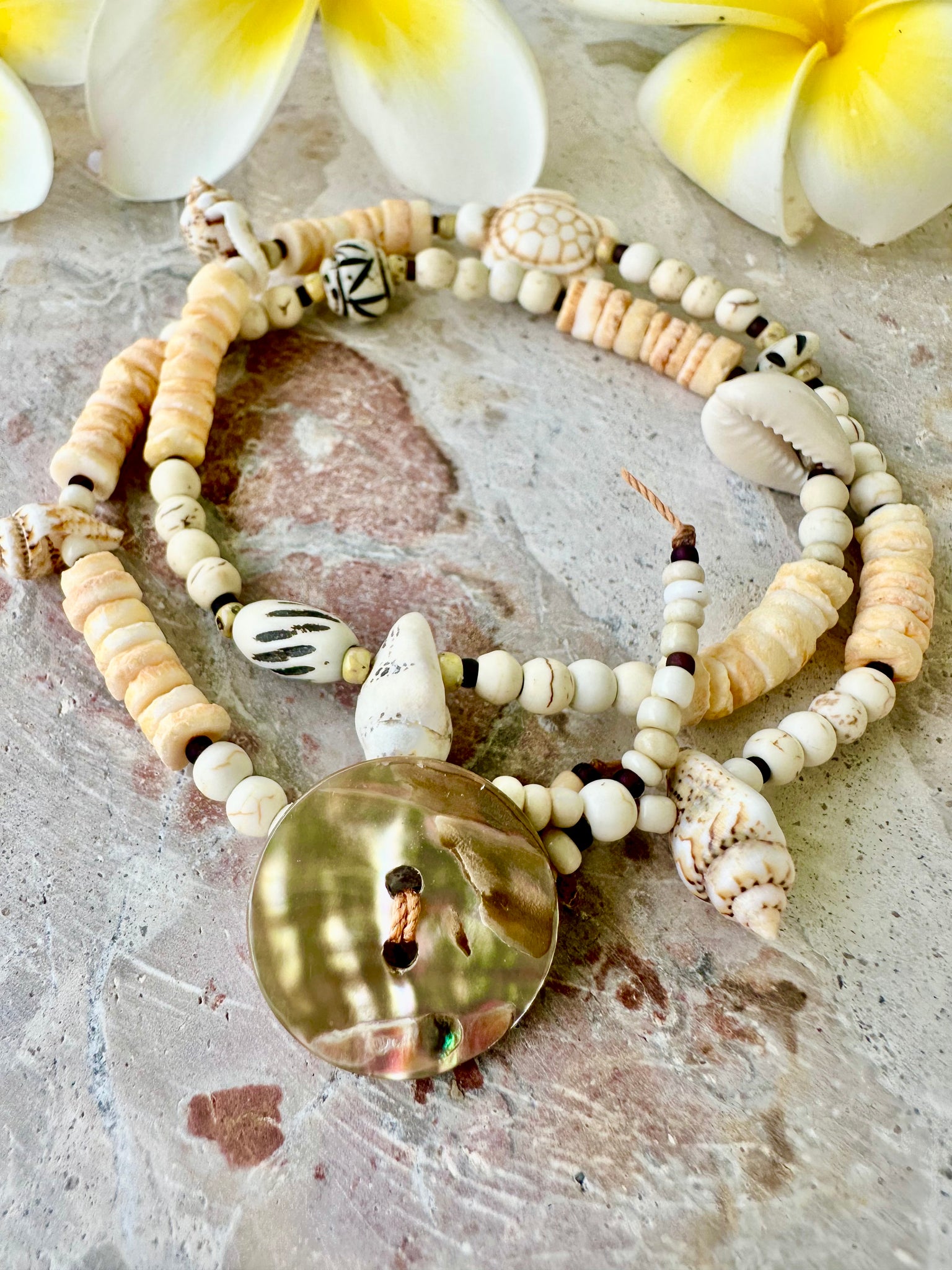 Boho Sandy White Beach Shell Wrap Bracelet