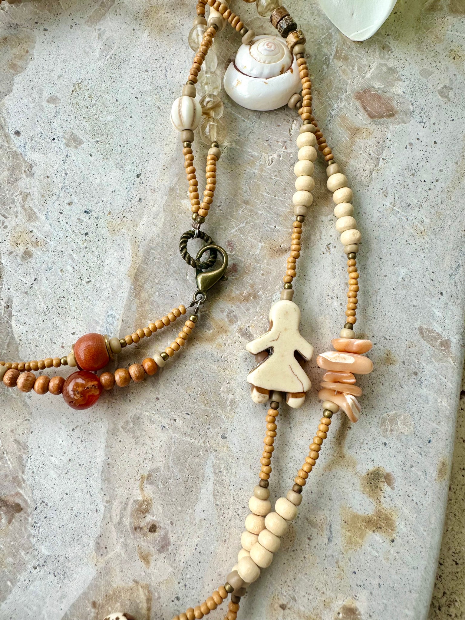 Sunkissed Charm Shell Beaded Necklace