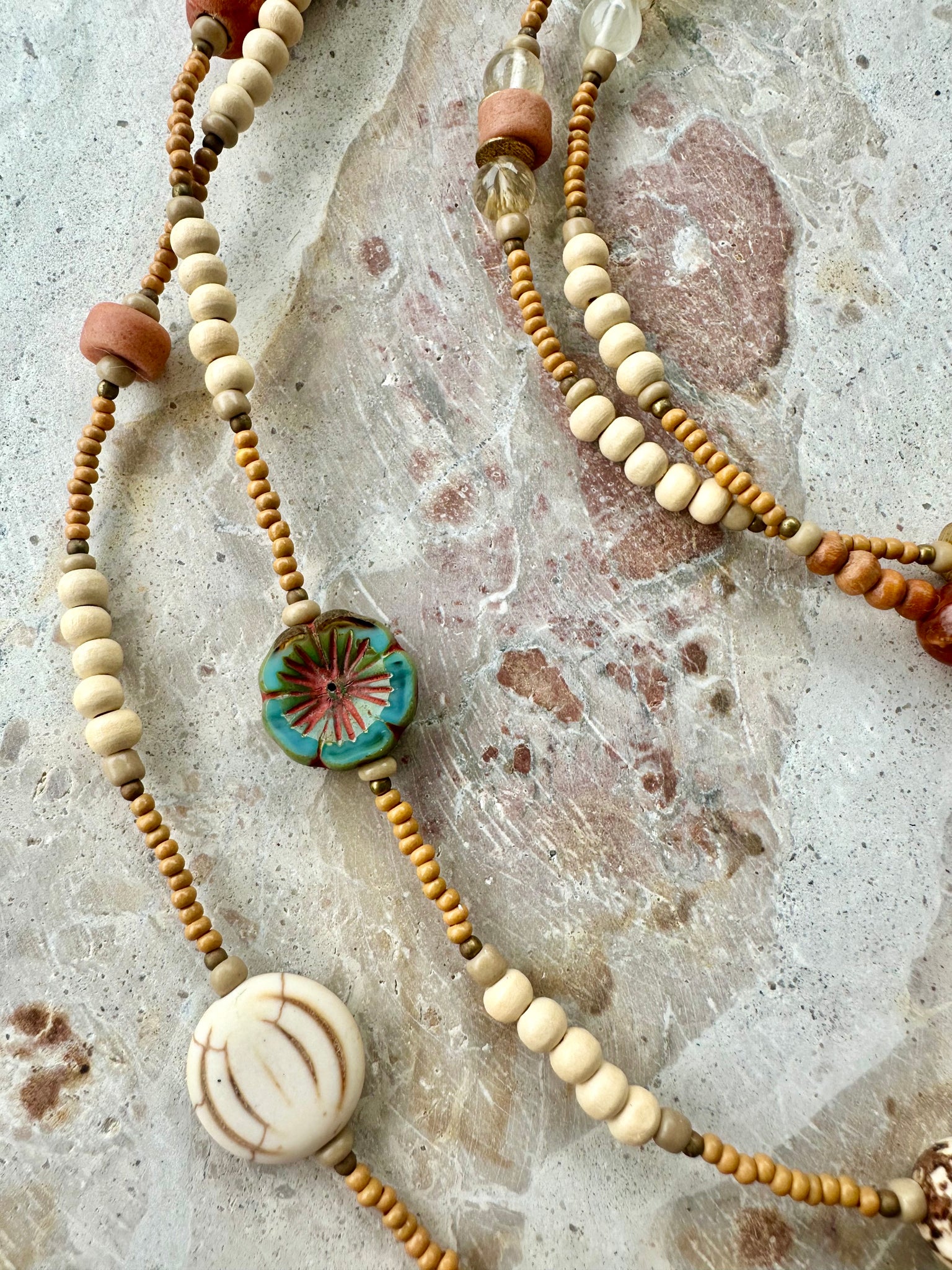 Sunkissed Charm Shell Beaded Necklace