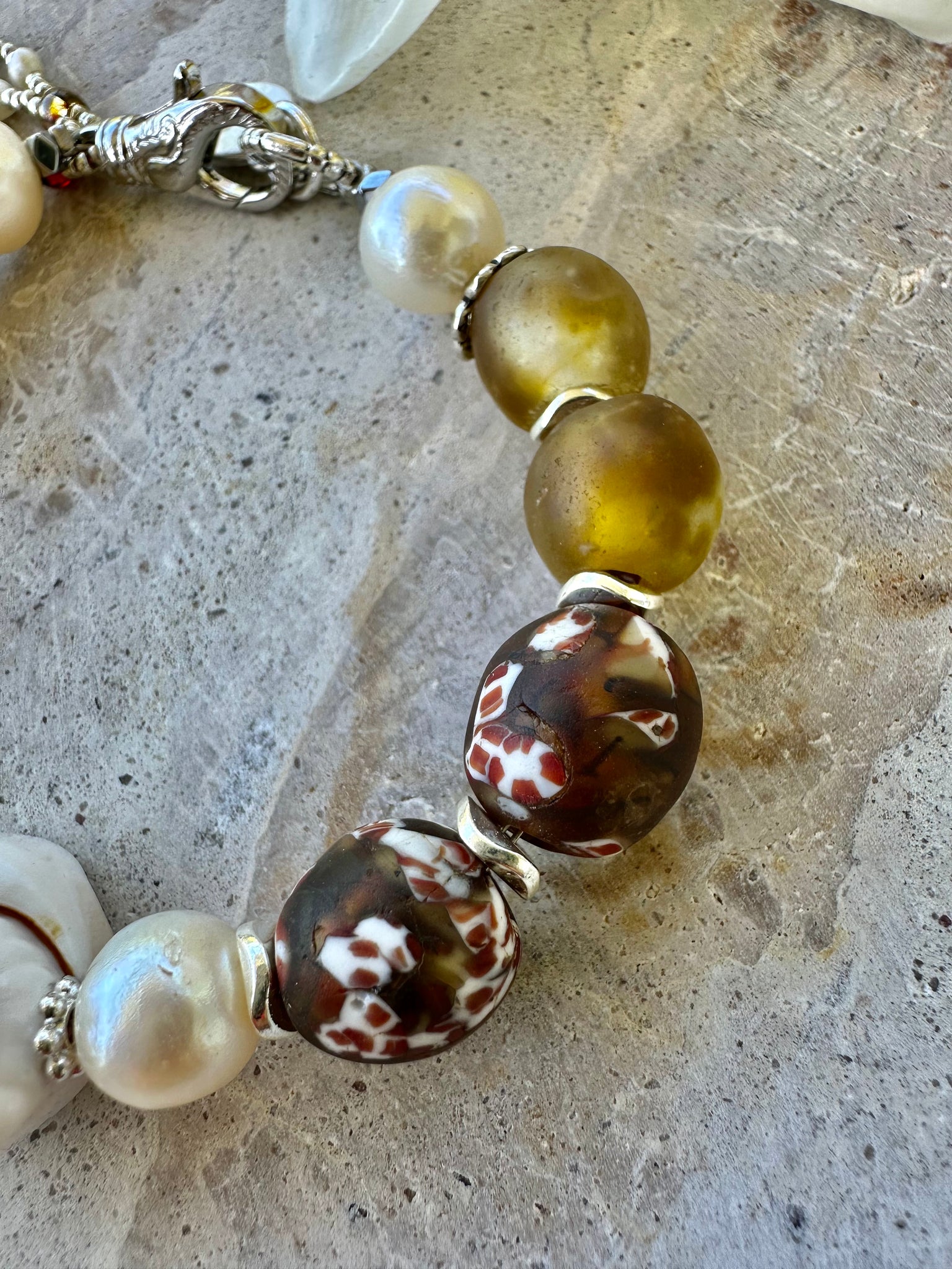 Sunset Shell Beaded Pearl Glass Bracelet