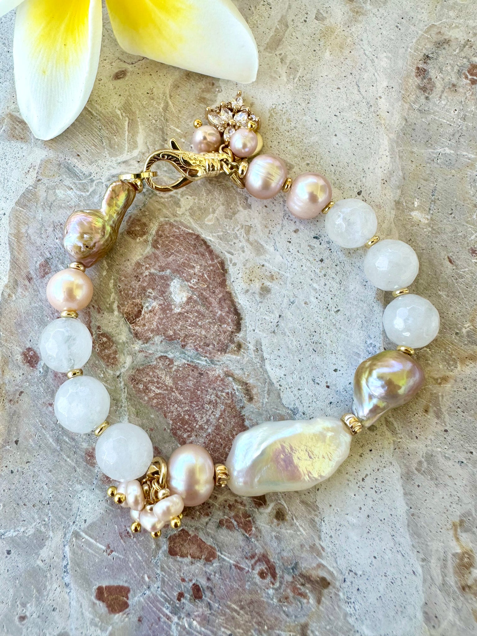 Lux Baroque Pearl Charm Bracelet