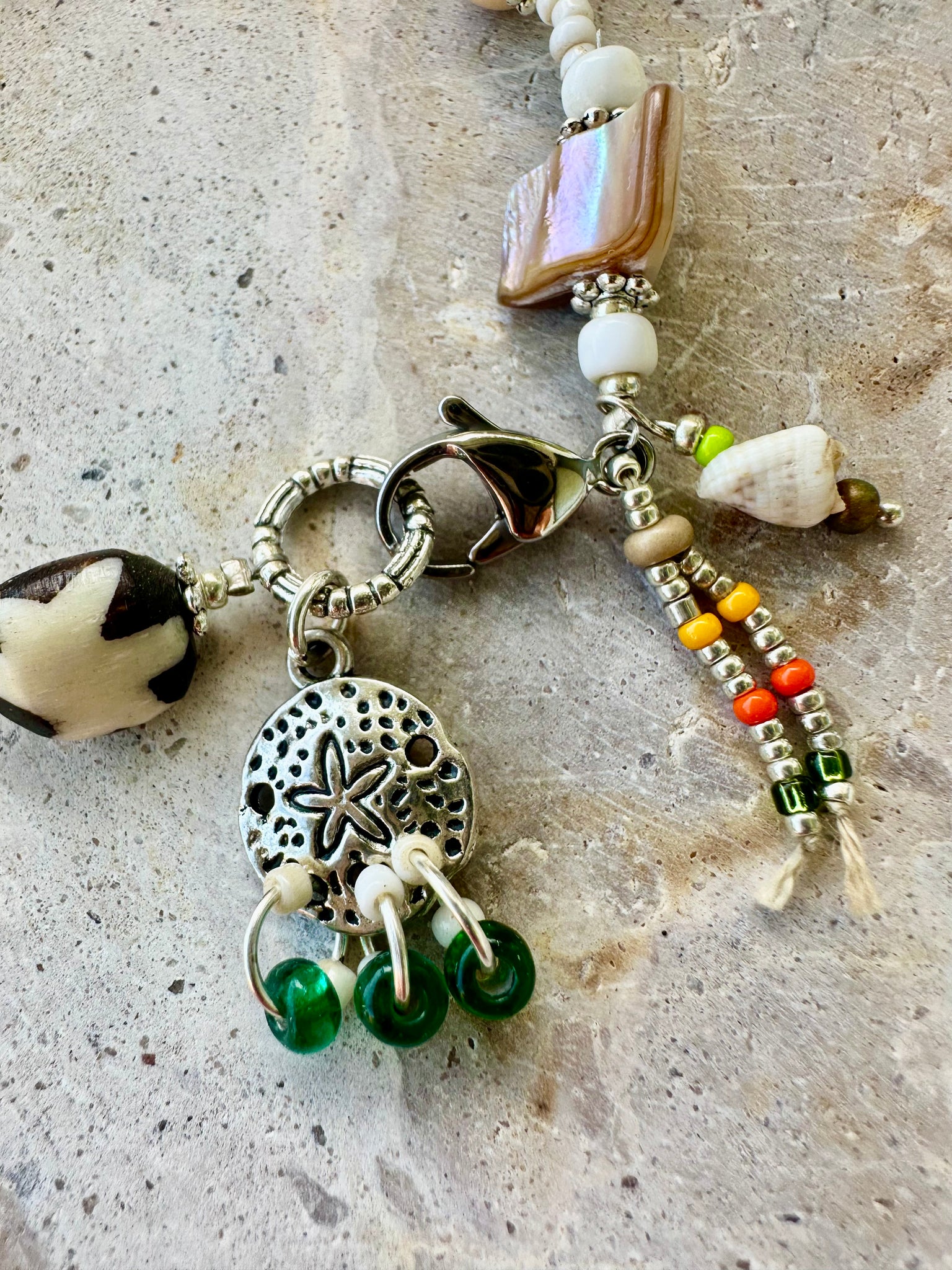 Seed Bead Shell Turtle Charm Bracelet