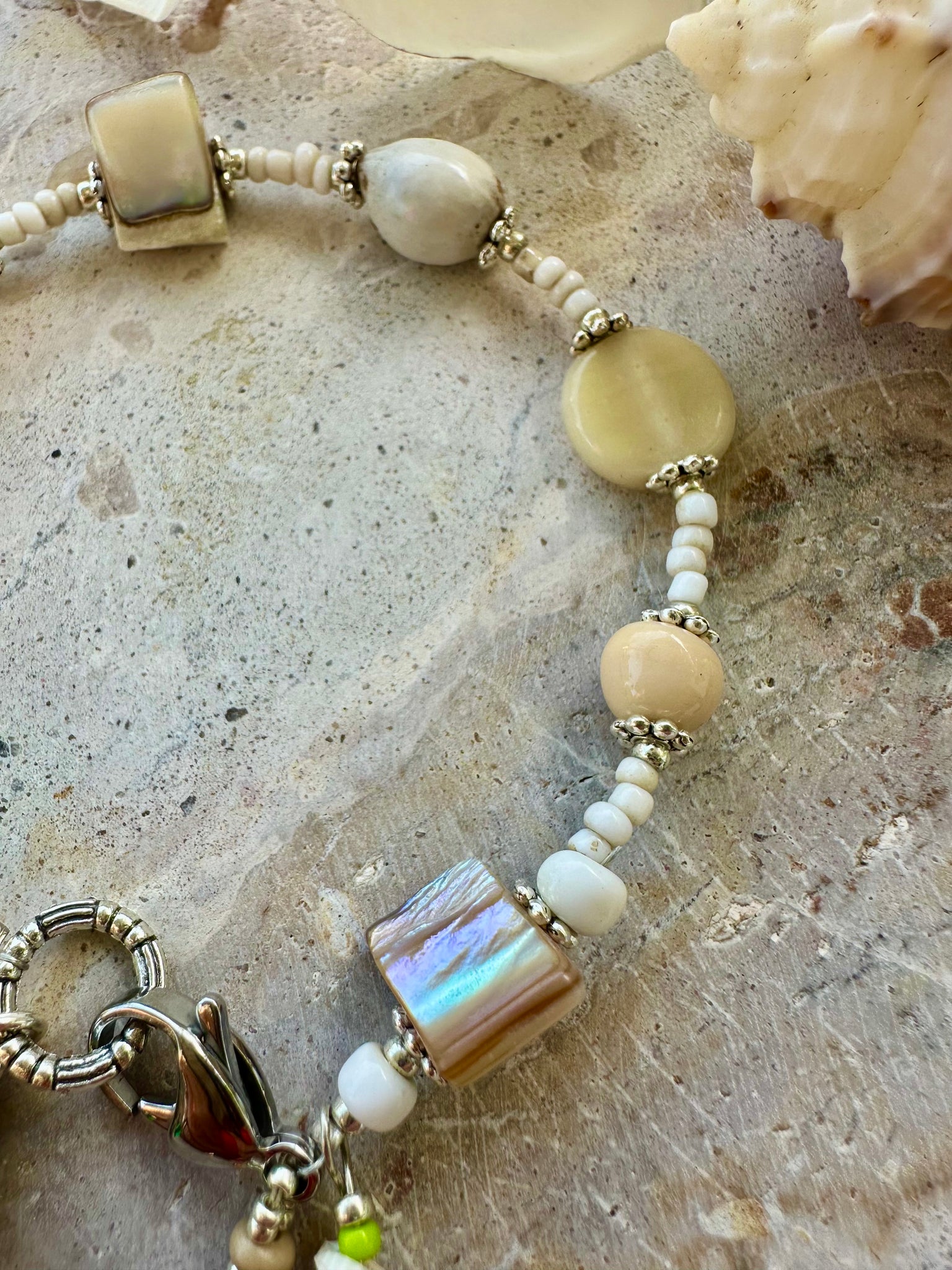 Seed Bead Shell Turtle Charm Bracelet