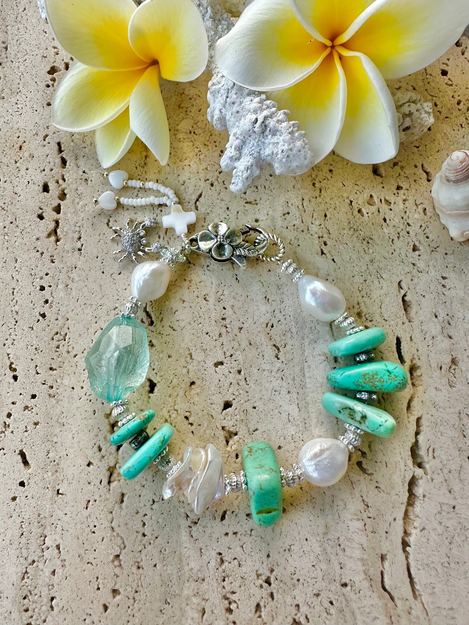 Boho Pearl Turquoise Stone Bracelet