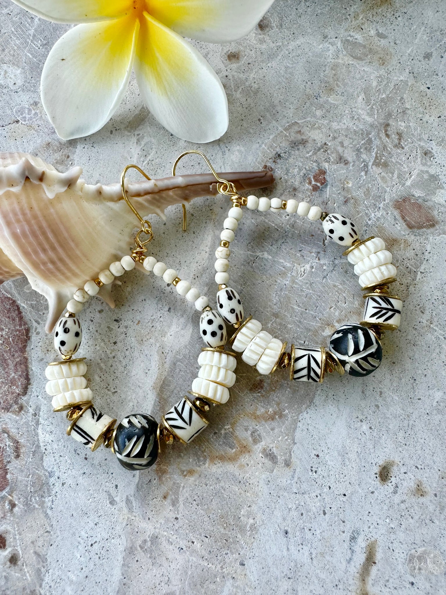 African Tribal Islander Beaded Earrings
