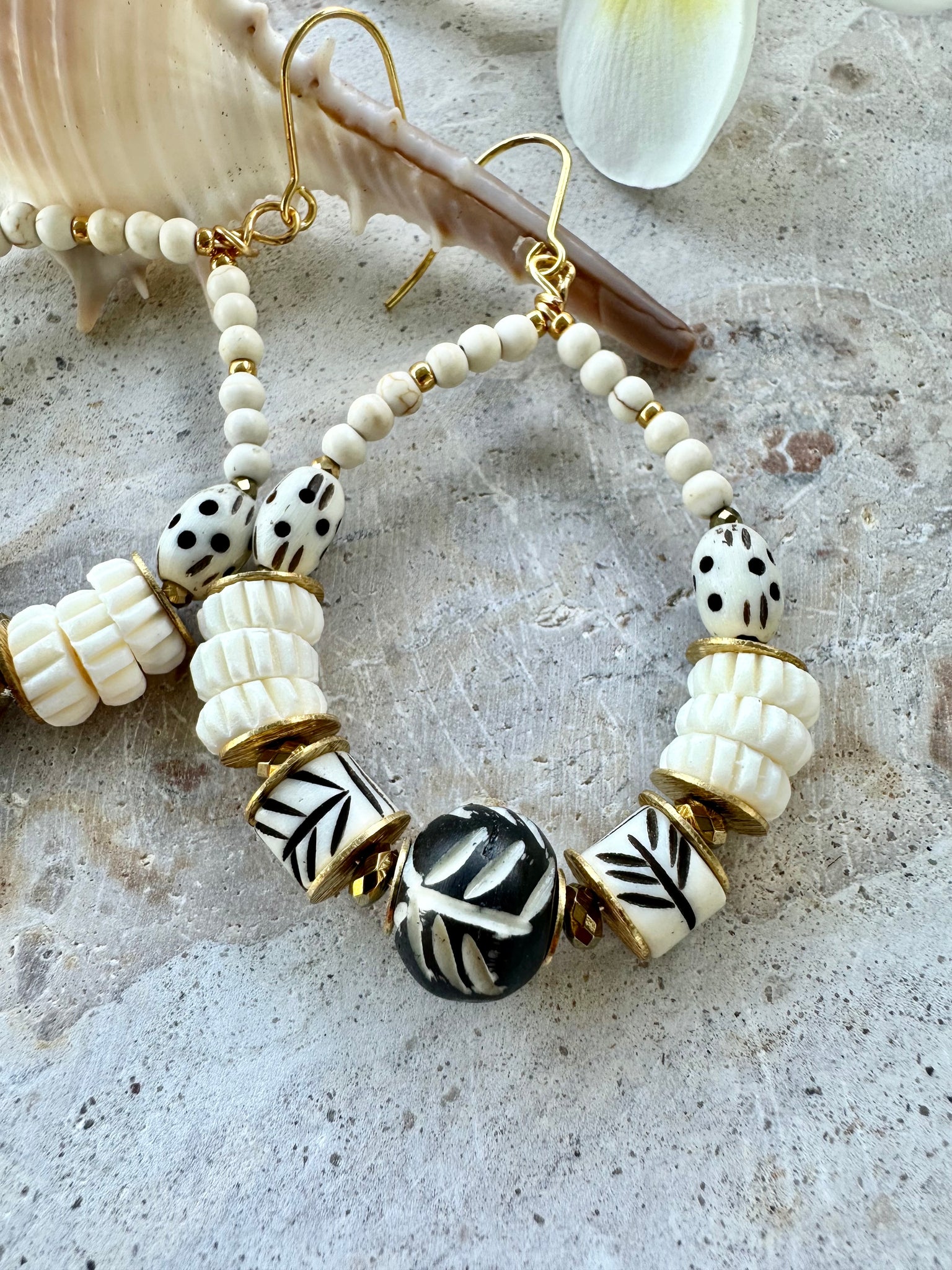 African Tribal Islander Beaded Earrings