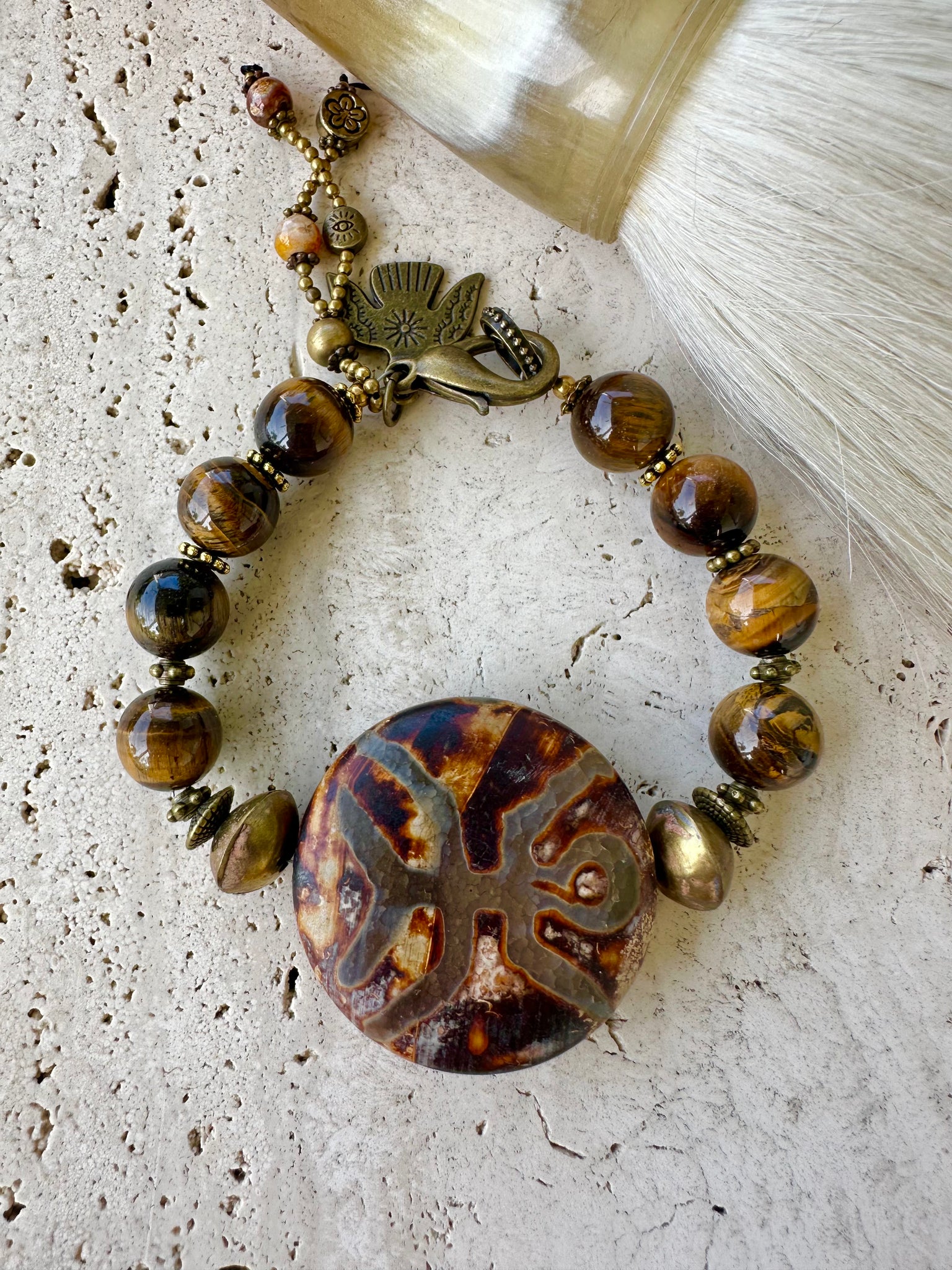 Rustic Vintage Tibetan Stone Bracelet