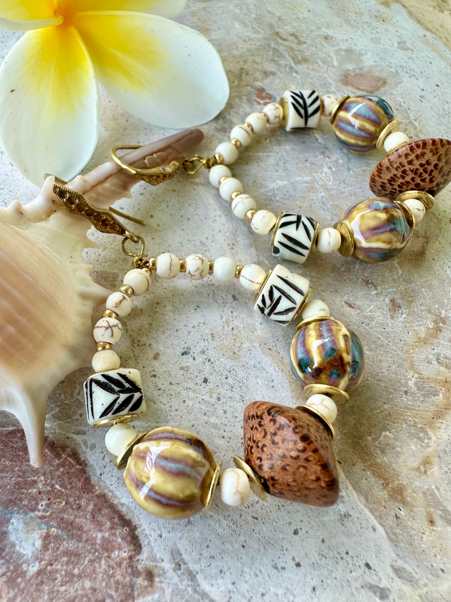 Zanzibar African Shell Boho Earrings