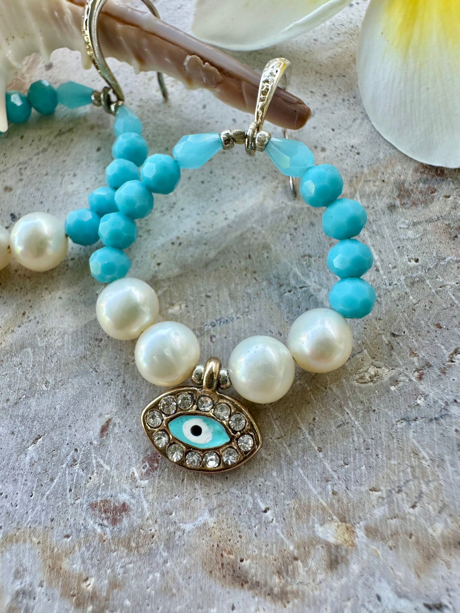 Evil Eye Blue Crystal Earrings