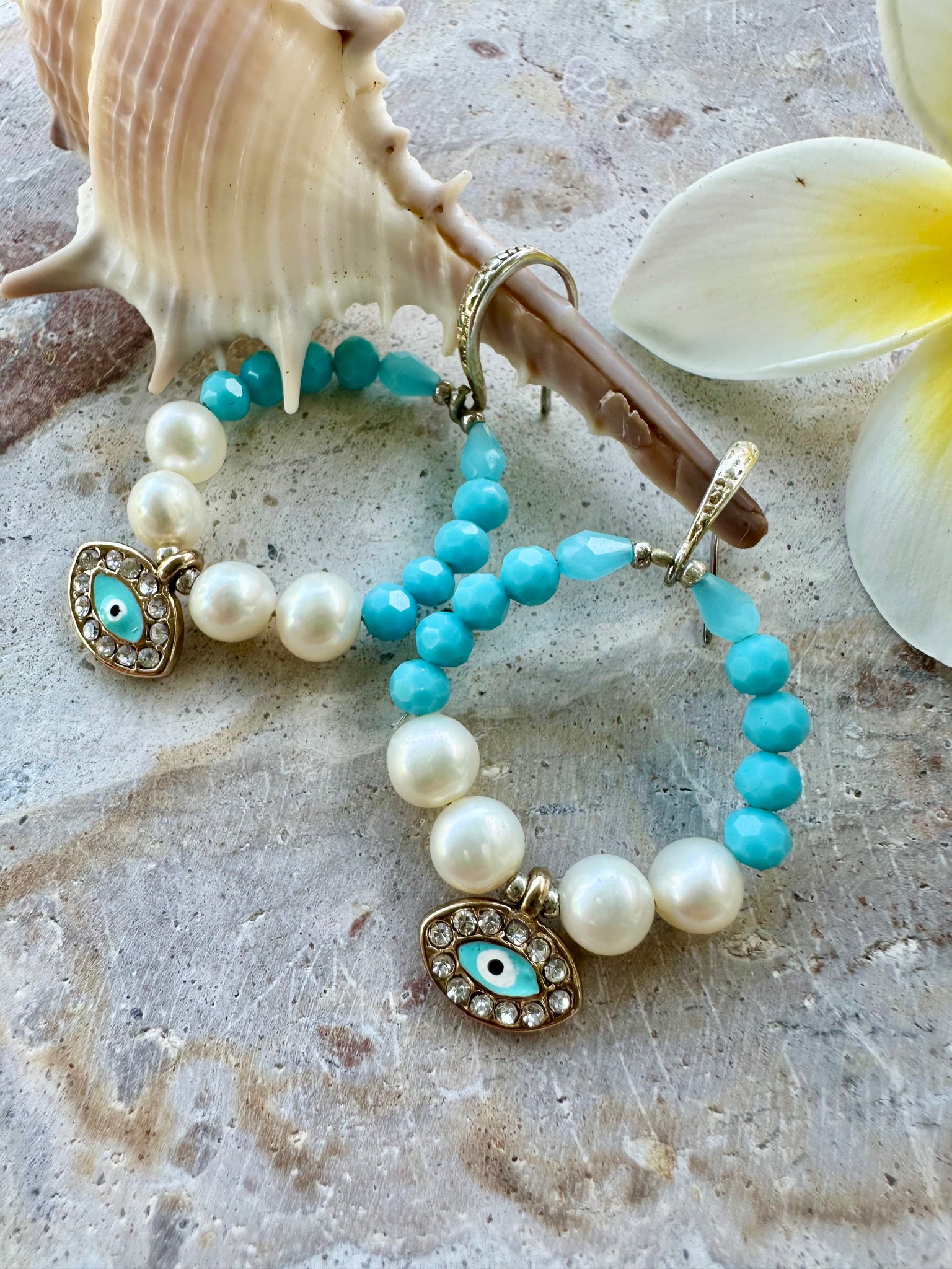 Evil Eye Blue Crystal Earrings