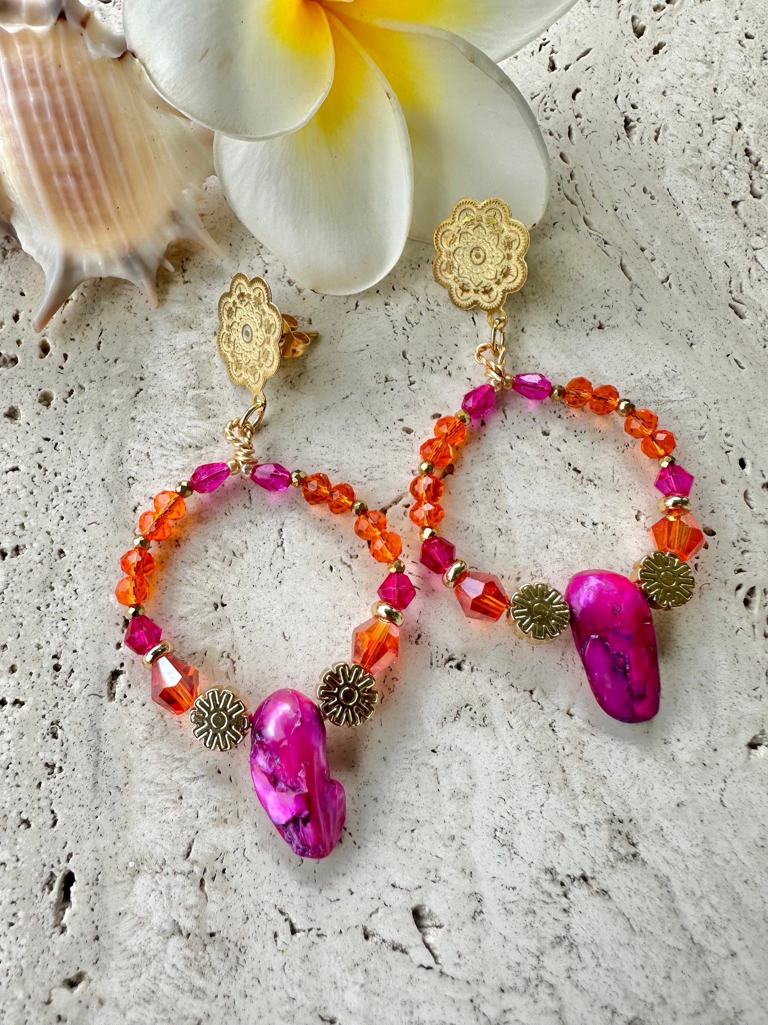 Pink Pearl Crystal Earrings
