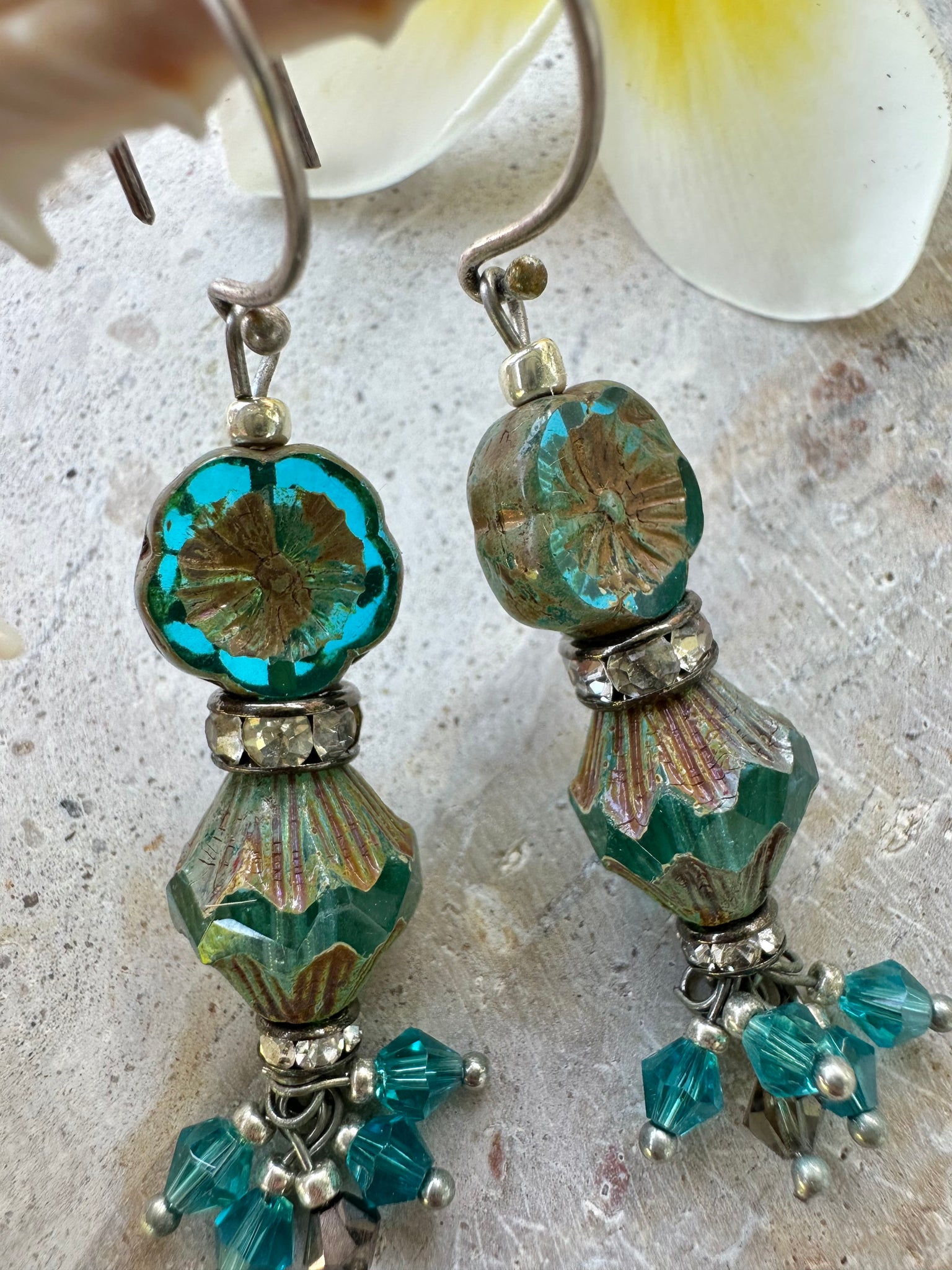 Emerald Green Crystal Boho Earrings
