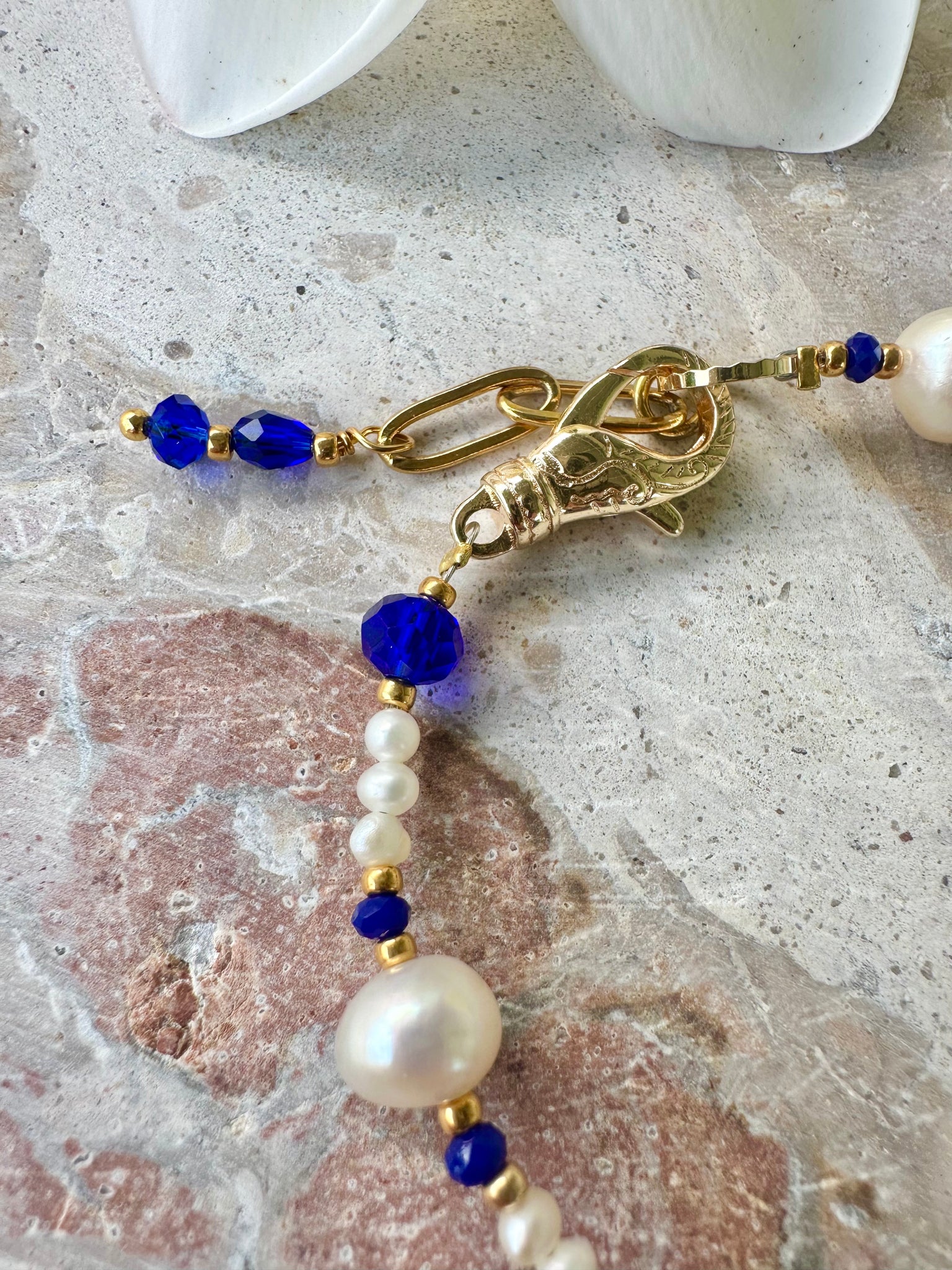 Baroque Pearl Crystal Blue Bracelet