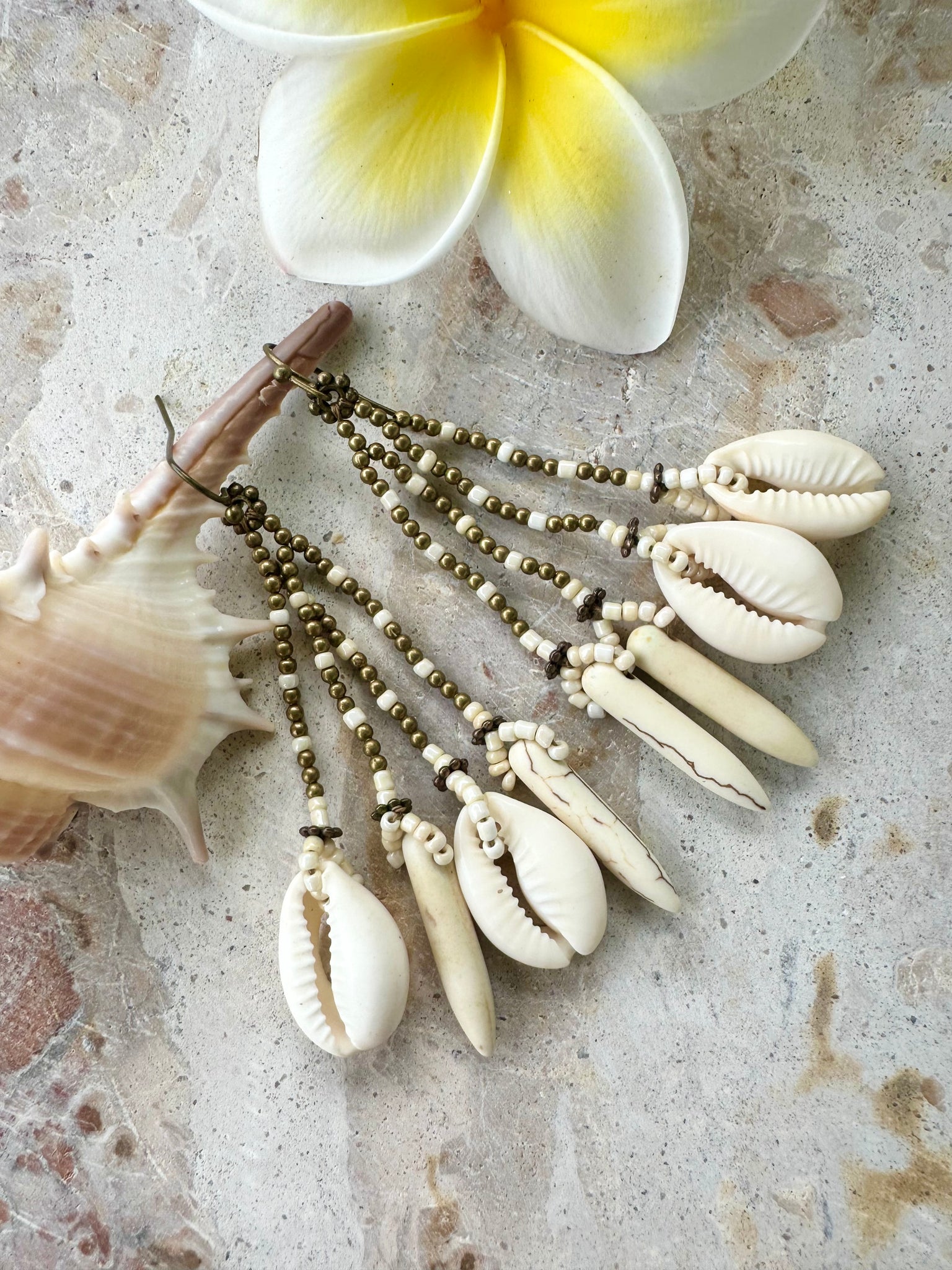 Dangle Tribal Cowrie Shell Earrings