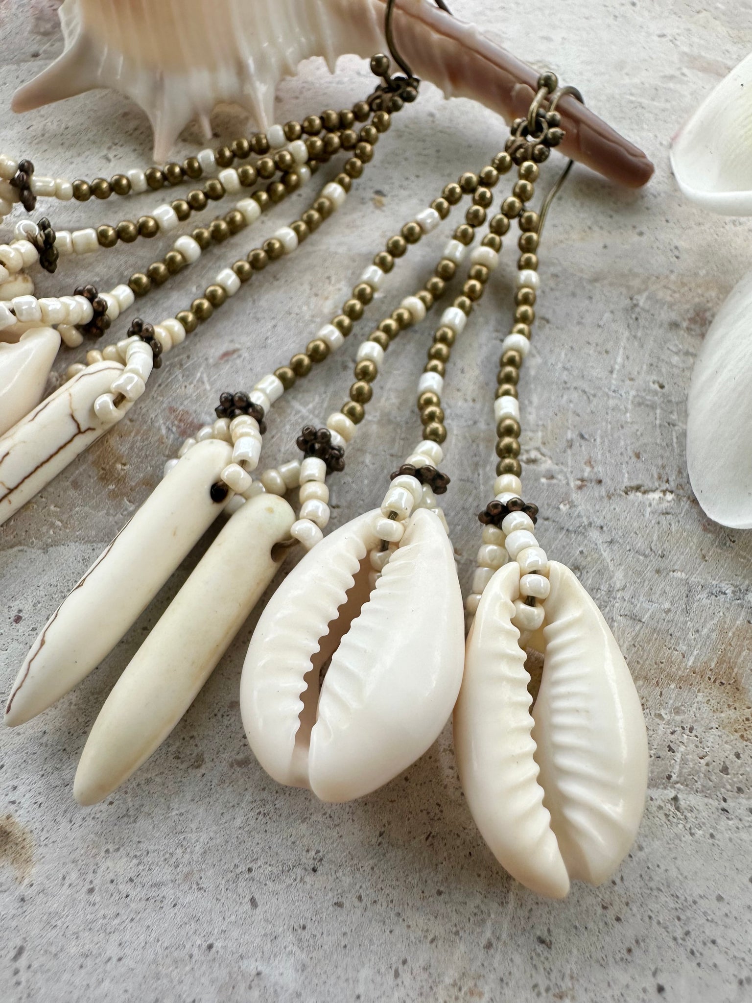 Dangle Tribal Cowrie Shell Earrings