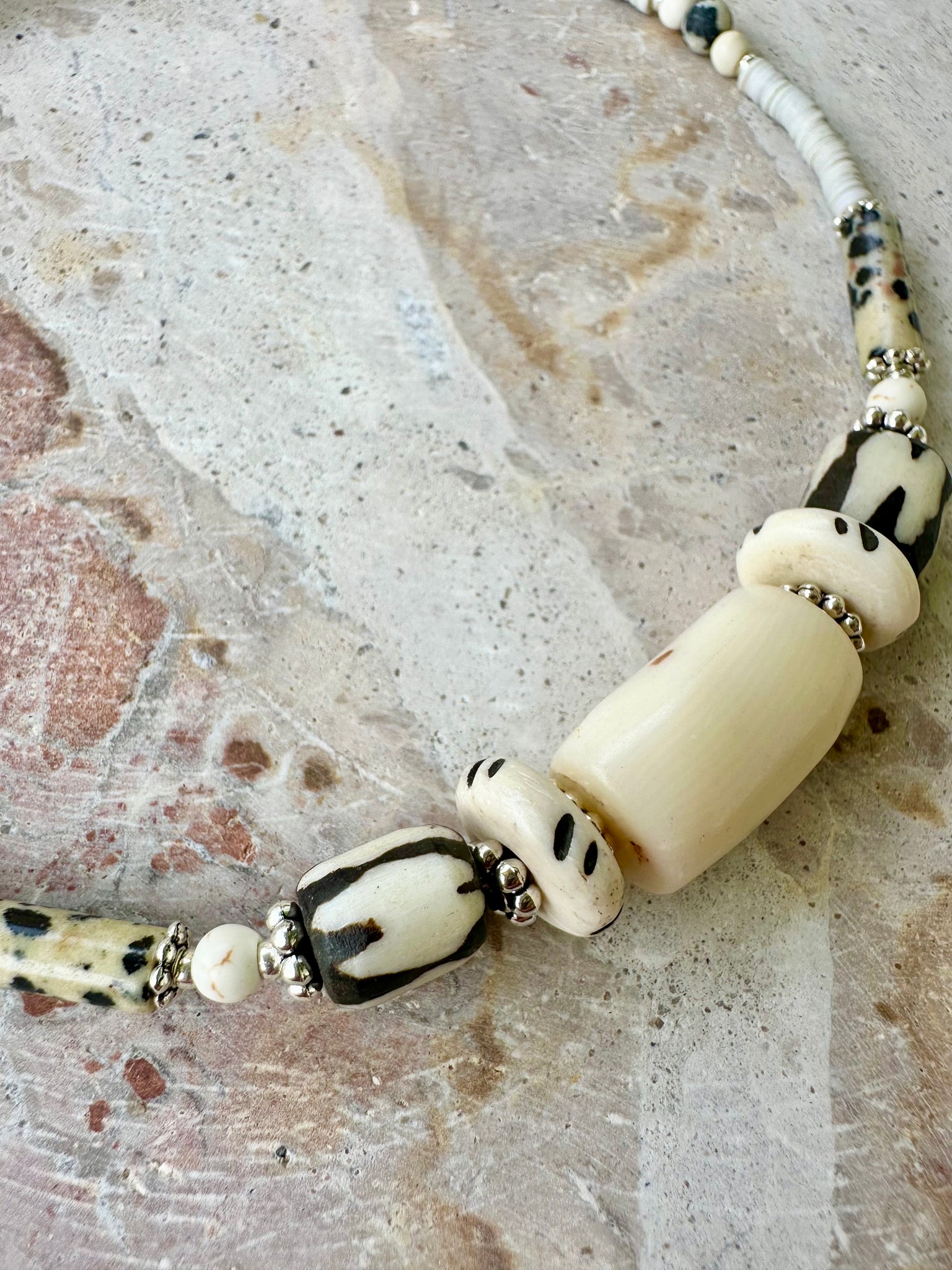 African White Coral Seed Bead Necklace