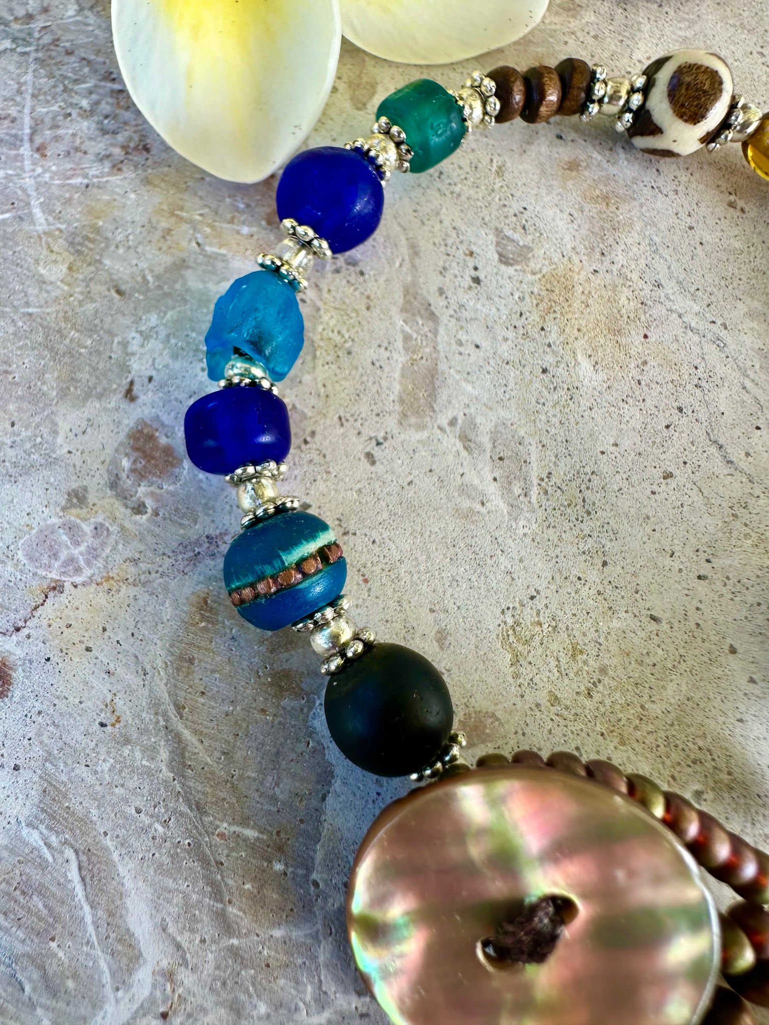 Ocean Beaded Shell Charm Bracelet