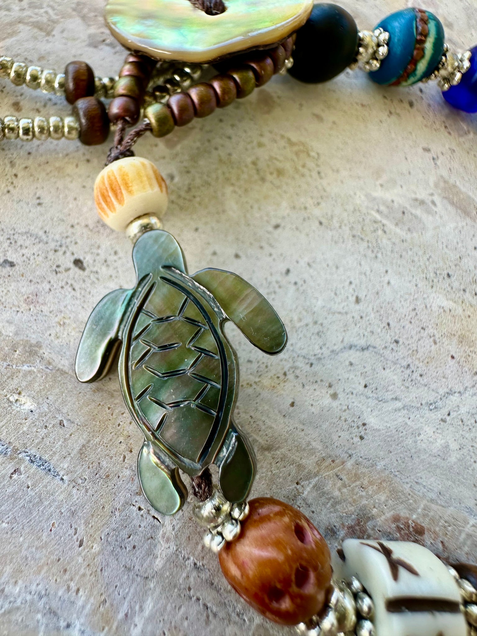 Ocean Beaded Shell Charm Bracelet