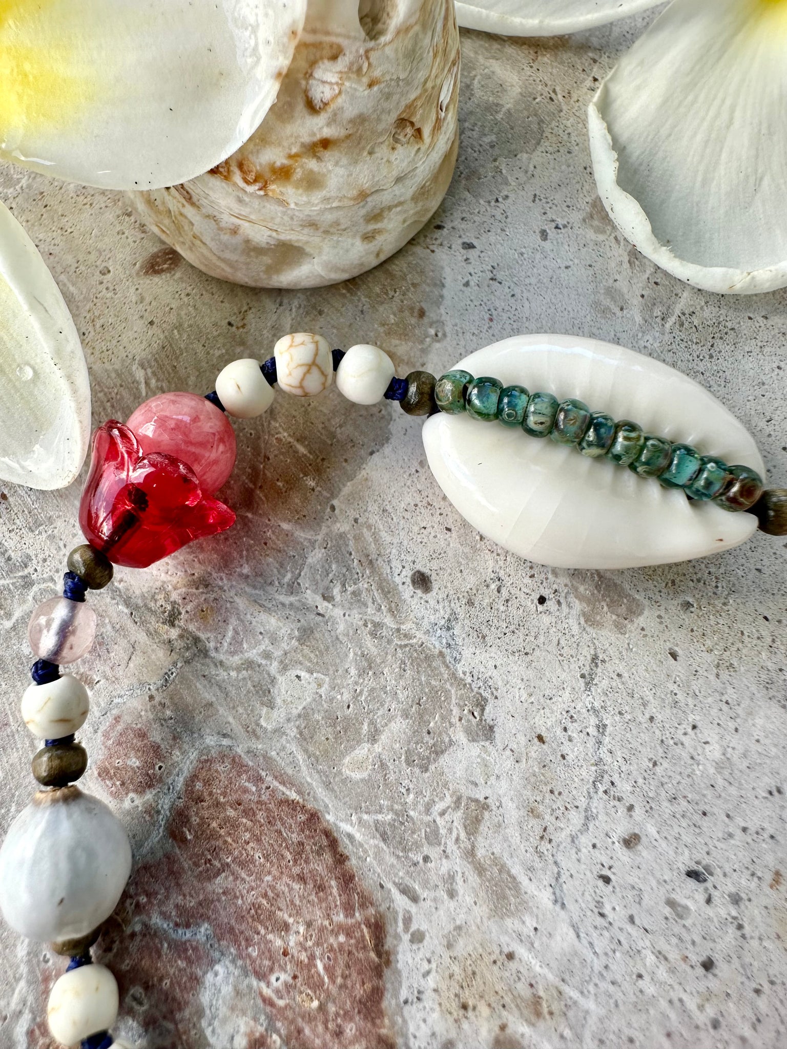 Boho Charm Cowrie Shell Stone Bracelet