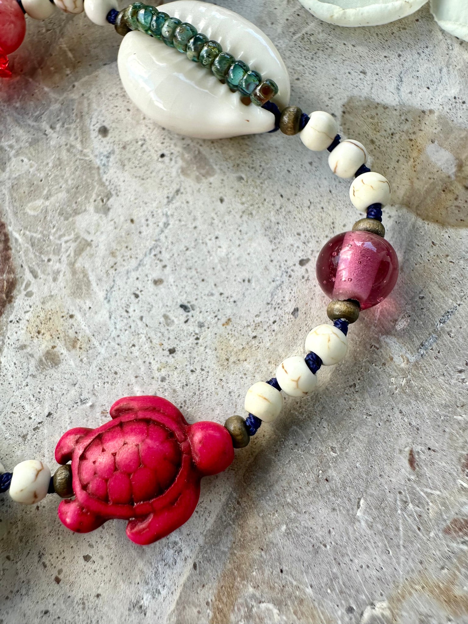 Boho Charm Cowrie Shell Stone Bracelet