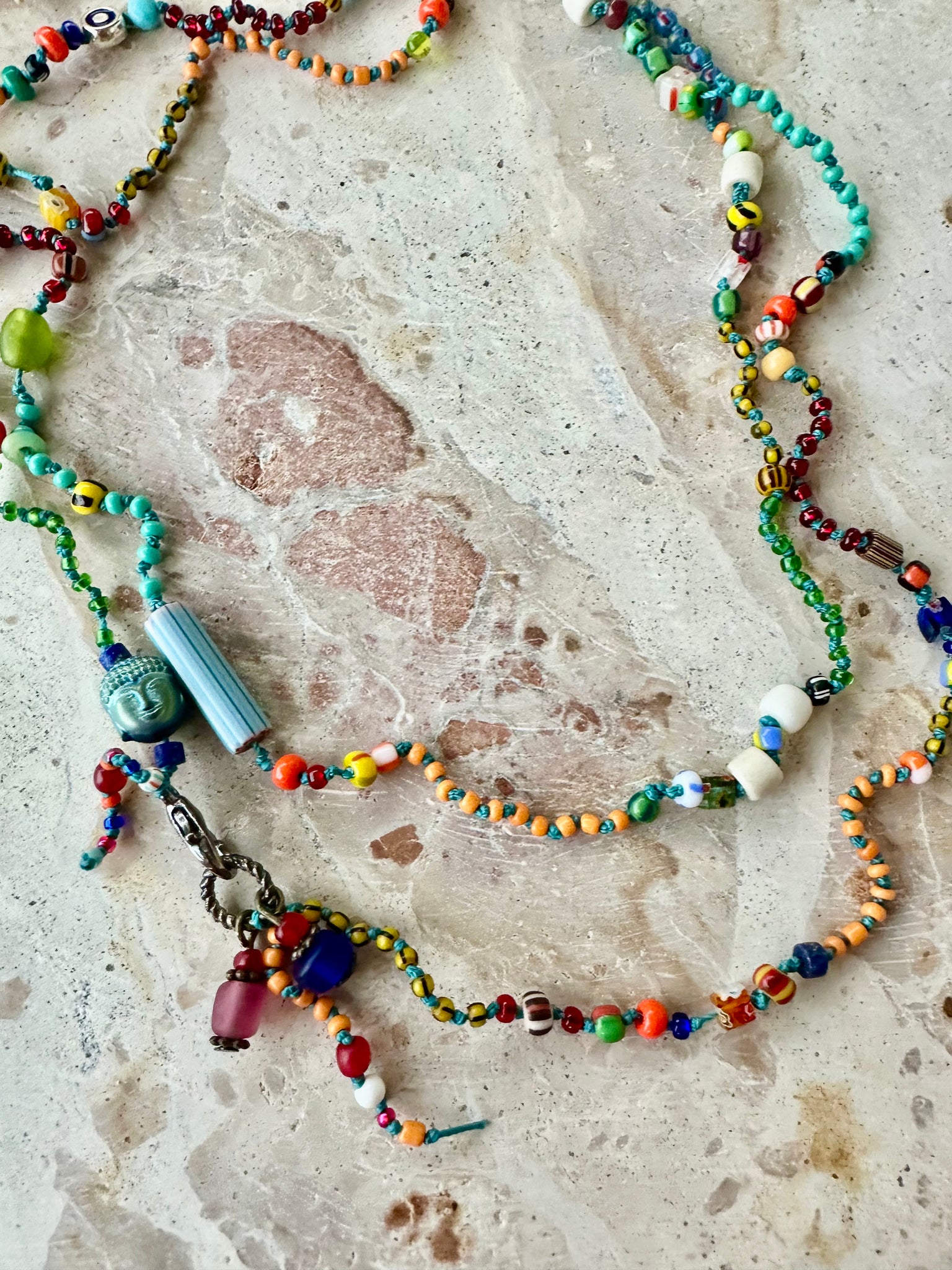 Vintage Seed Bead Knotted Necklace