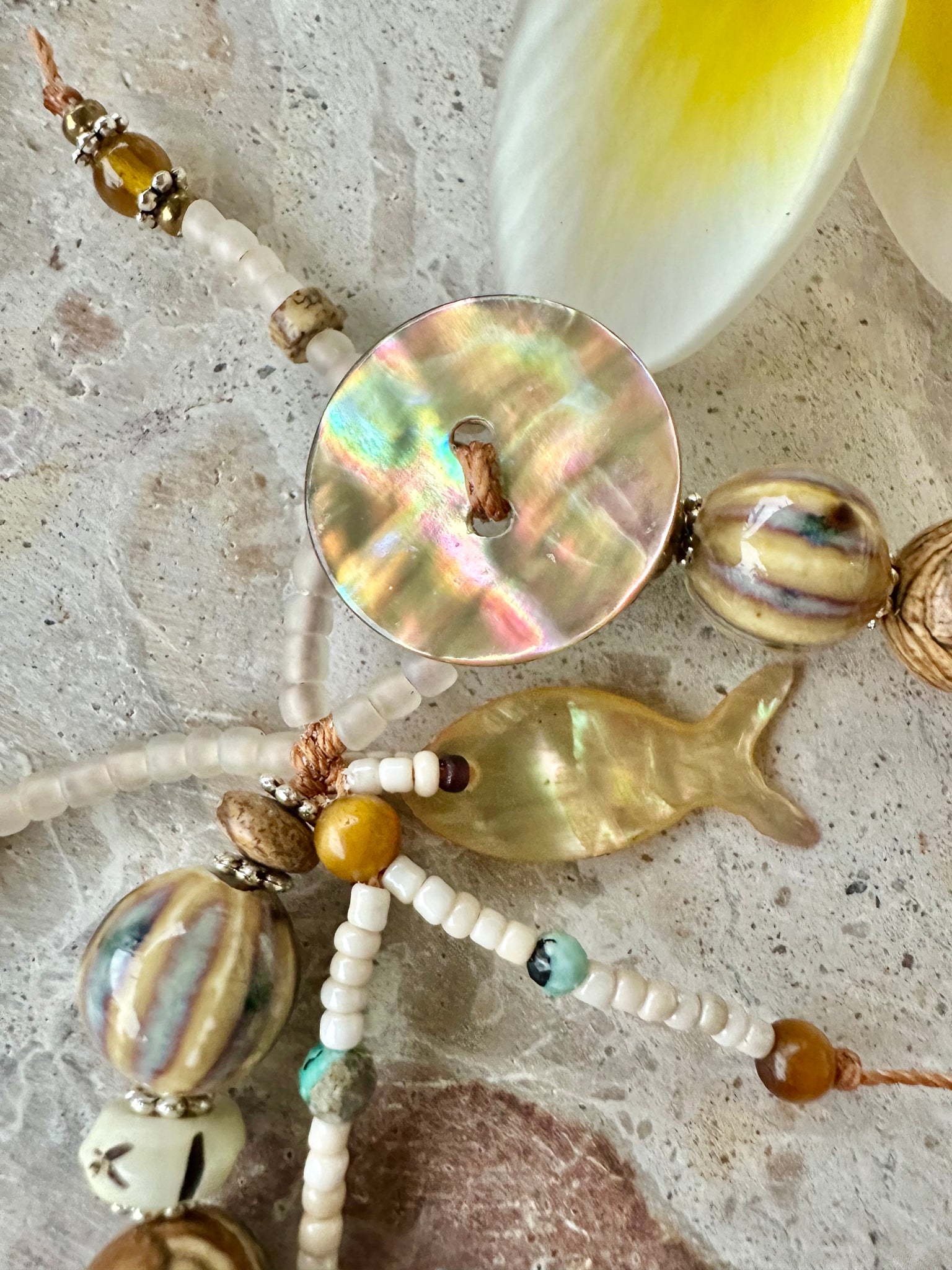Beaded Boho Shell Charm Bracelet